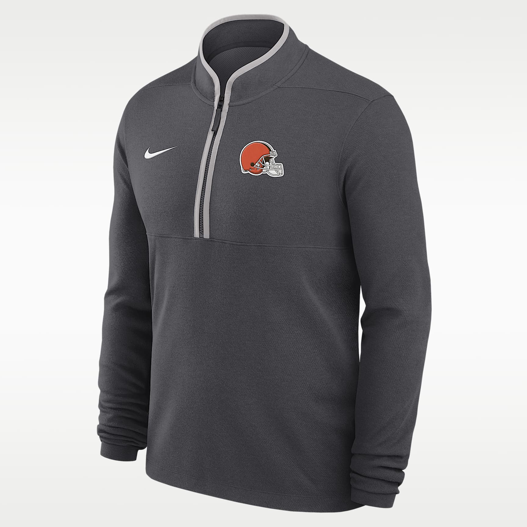 Playera de manga larga Nike Dri-FIT de la NFL de medio cierre para hombre Cleveland Browns Logo Victory