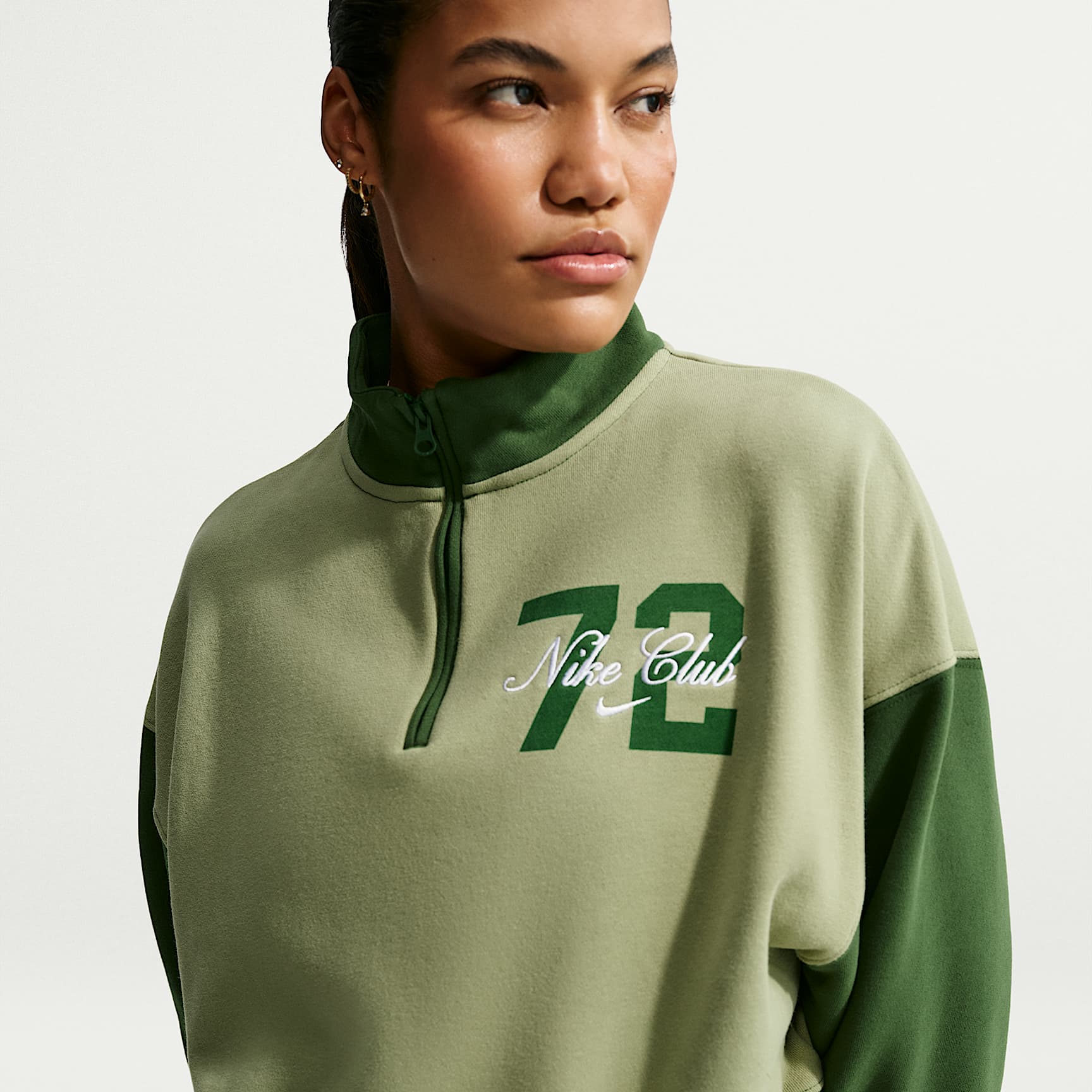 Haut court oversize à 1/4 de zip Nike Studio Fleece Medium Weight pour femme