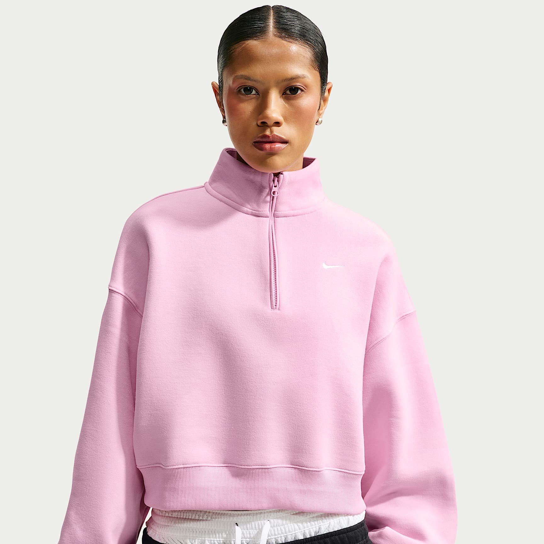 Nike Studio Fleece Medium Weight Women's Oversized 1/4-Zip Cropped Top