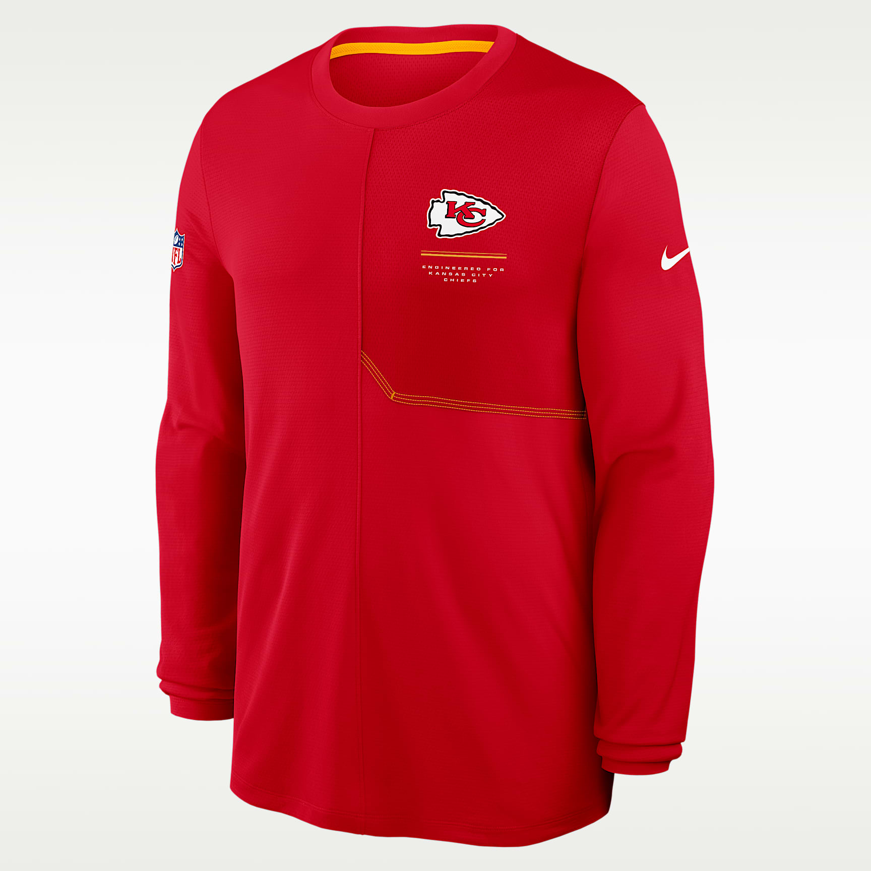 Playera de manga larga Nike Dri-FIT de la NFL para hombre Kansas City Chiefs Sideline Coach
