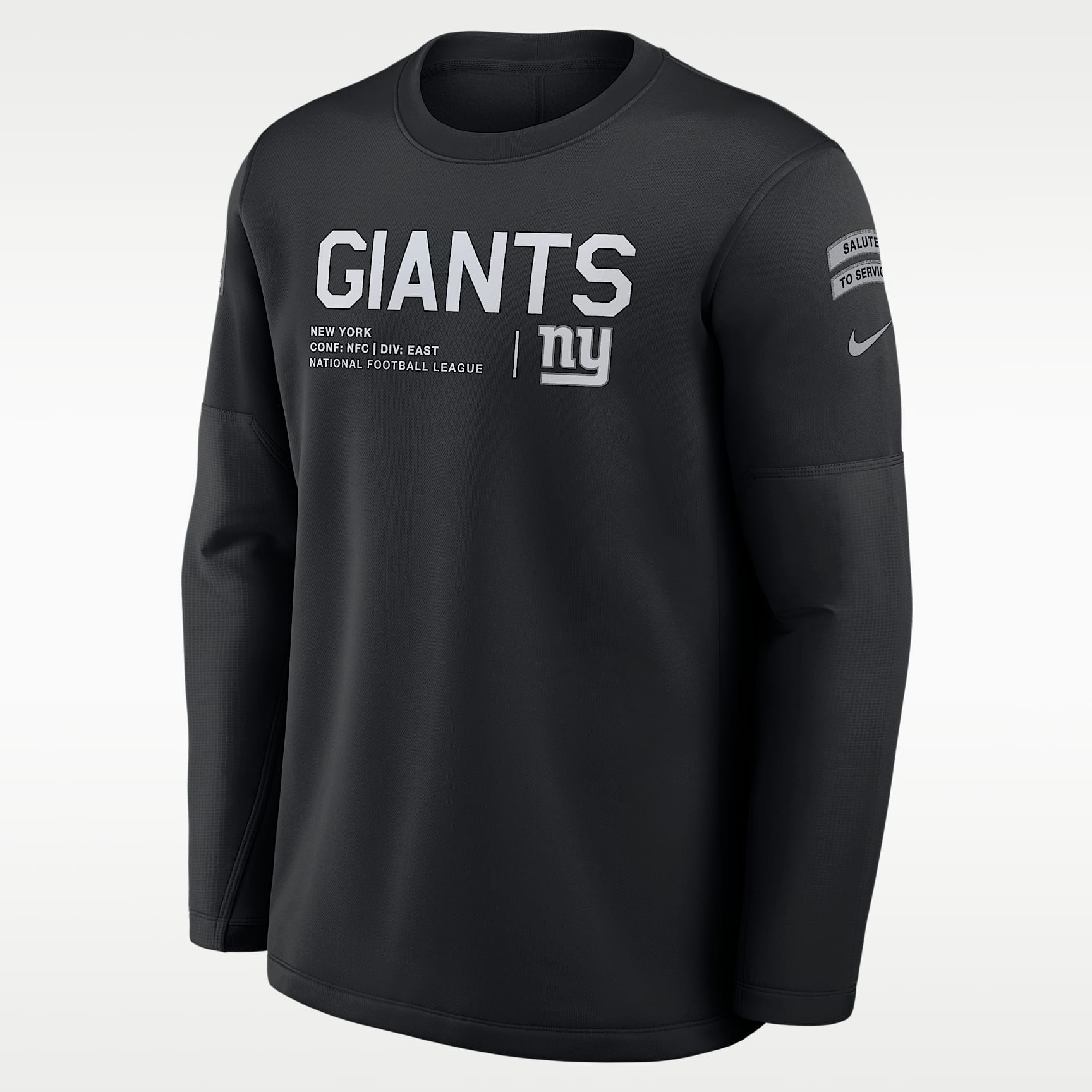 Sudadera de cuello redondo sin cierre Nike de la NFL para hombre New York Giants Salute to Service Sideline Coaches