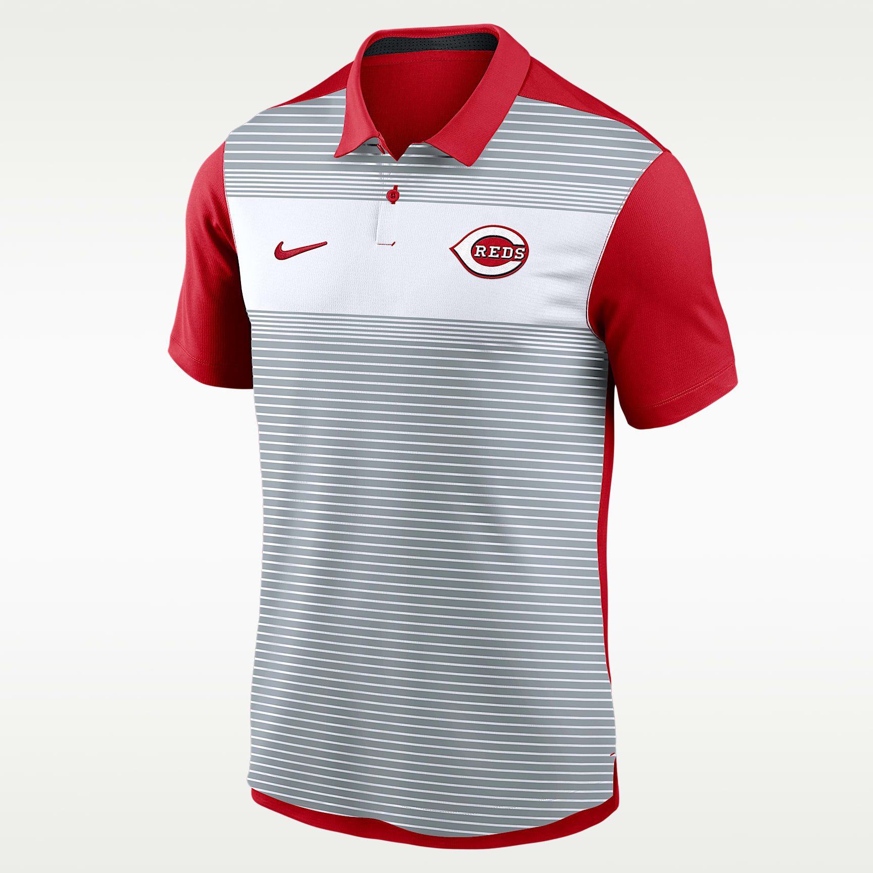 Polo Nike Dri-FIT de la MLB para hombre de los Cincinnati Reds Vapor Polo a rayas