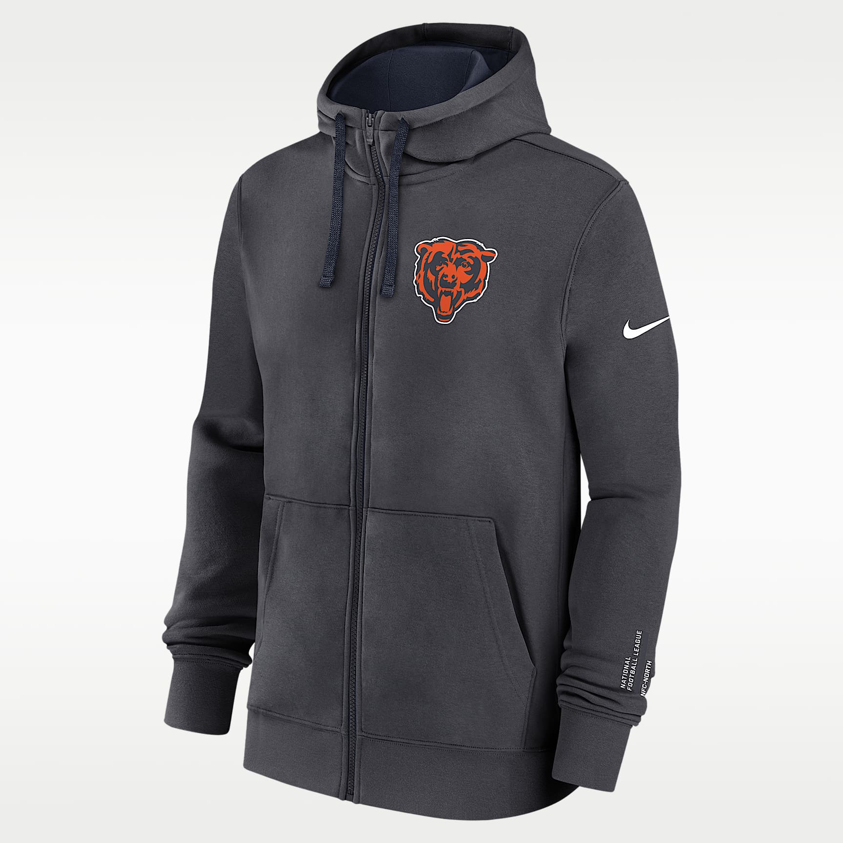Chicago Bears Playbook Page Club Men's Nike NFL Full-Zip Hoodie