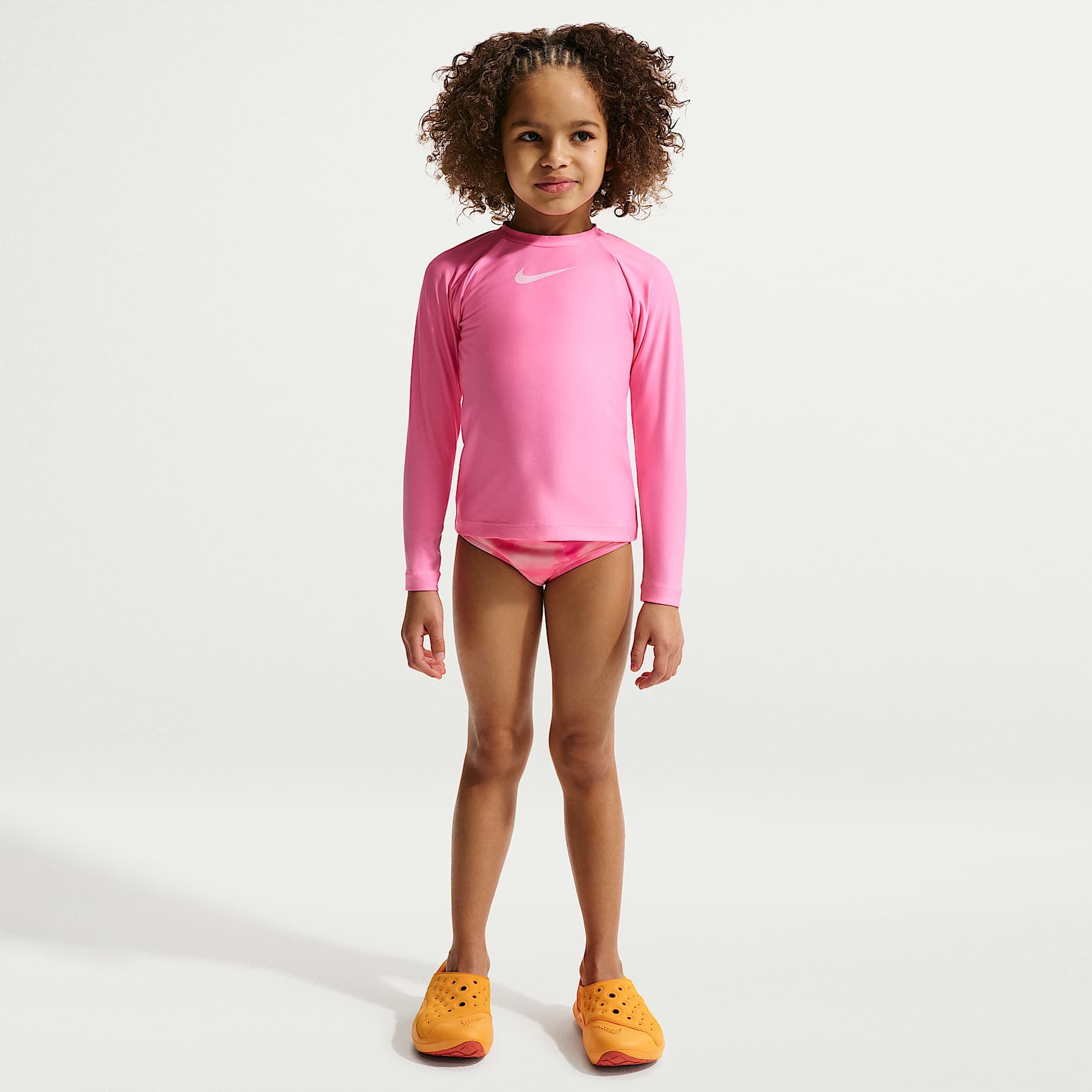 Conjunto de midkini + Hydroguard de manga larga para niña talla pequeña Nike Swim