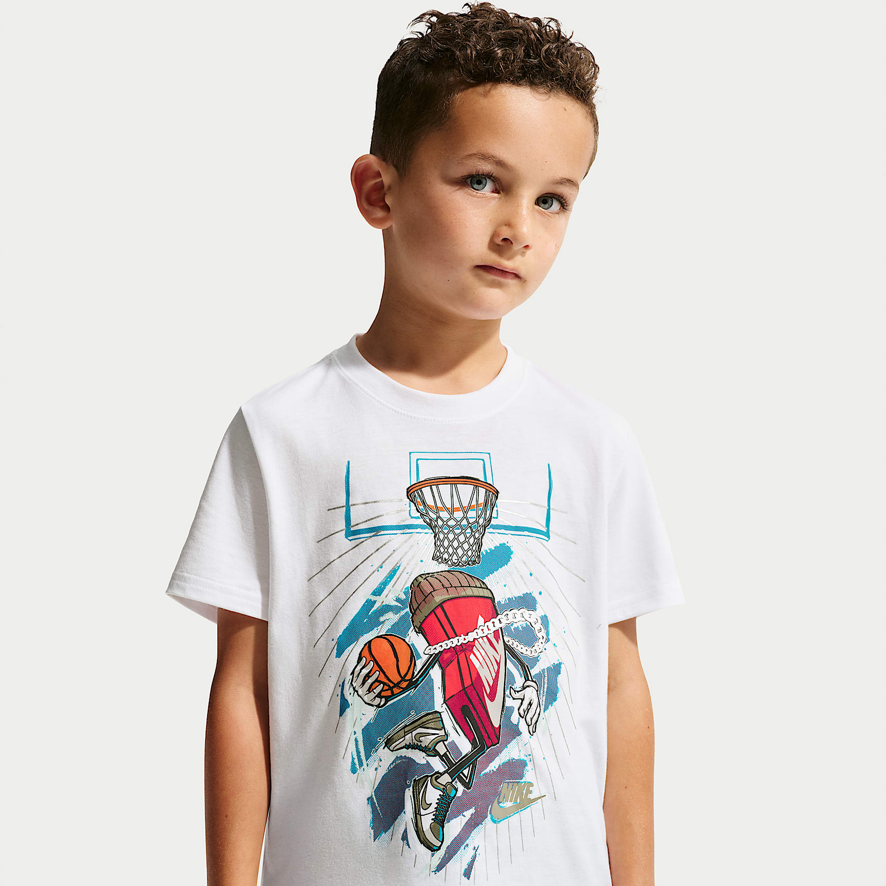 Playera de corte cuadrado Street Dunk para niños talla pequeña Nike