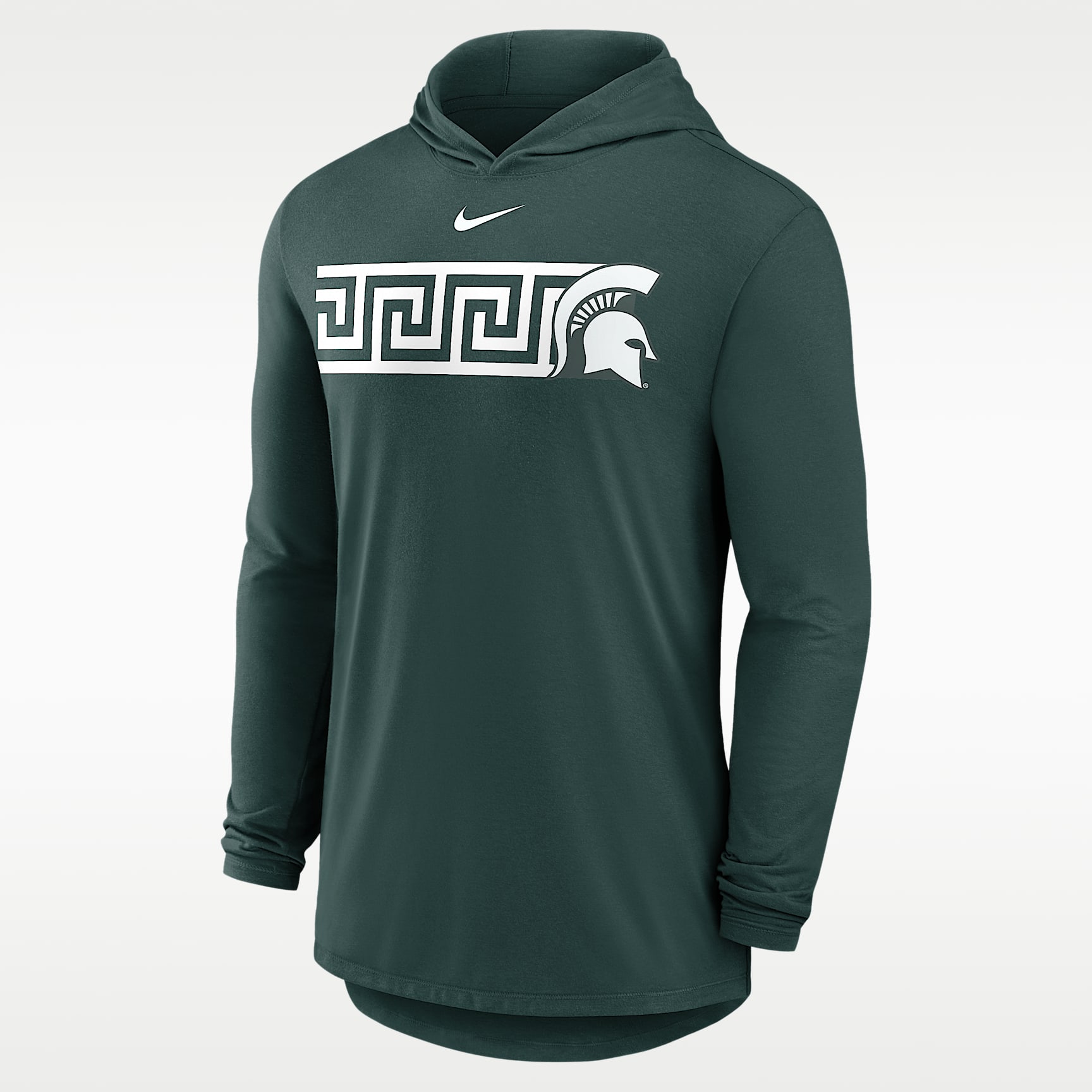 Playera con gorro de manga larga universitaria Nike Dri-FIT para hombre Michigan State Primetime Pattern