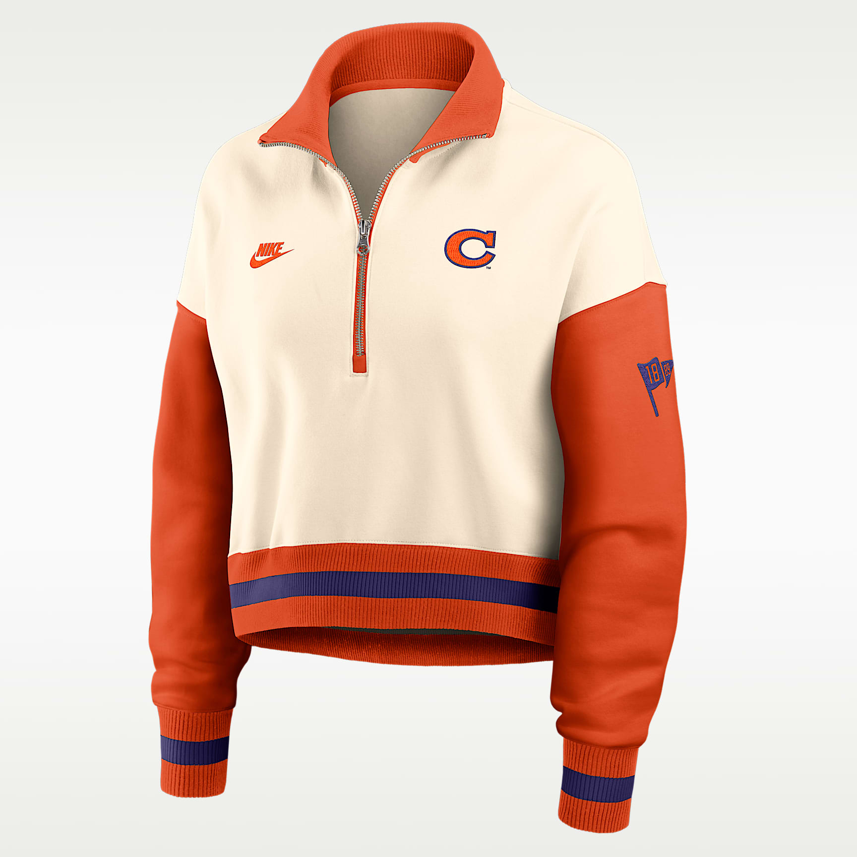 Clemson Legacy Women's Nike College Cropped Oversized 1/4-Zip Crew