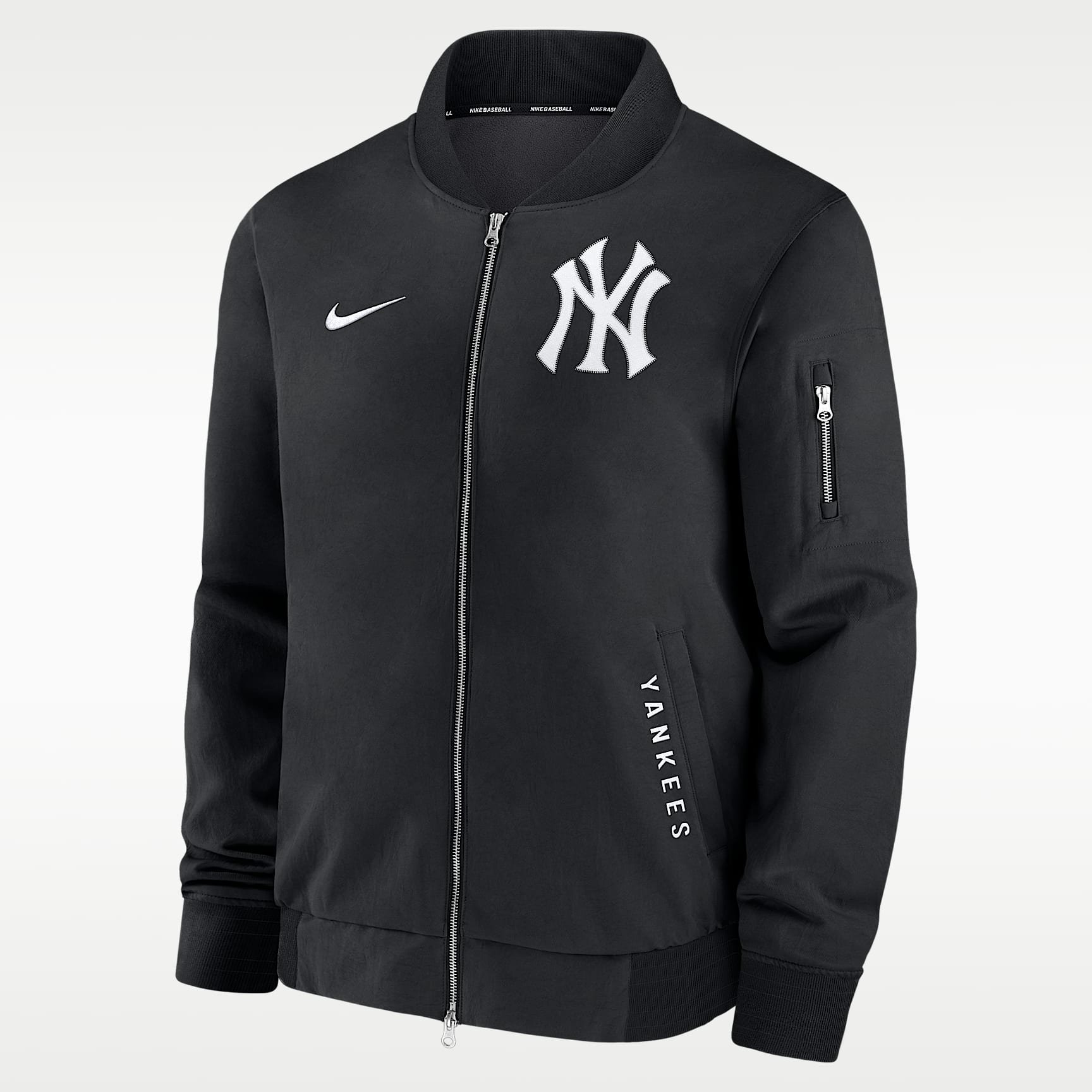 Chamarra bomber Nike de la MLB de cierre completo para hombre New York Yankees Authentic Collection Dugout