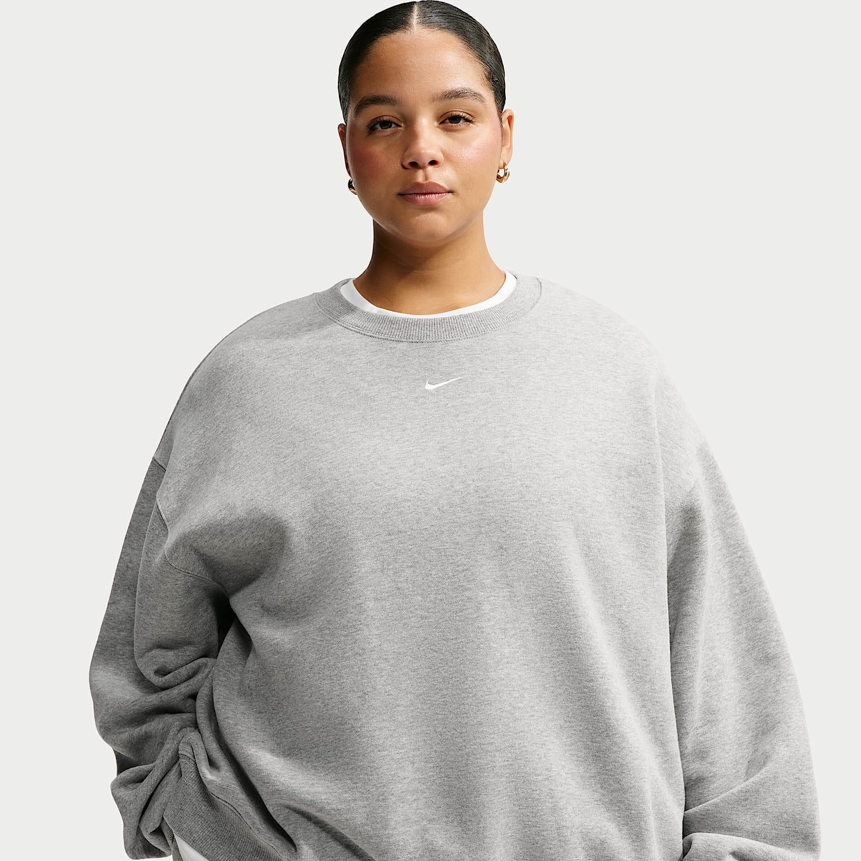 Sudadera de cuello redondo oversized para mujer (talla grande) Nike Studio Fleece Medium Weight