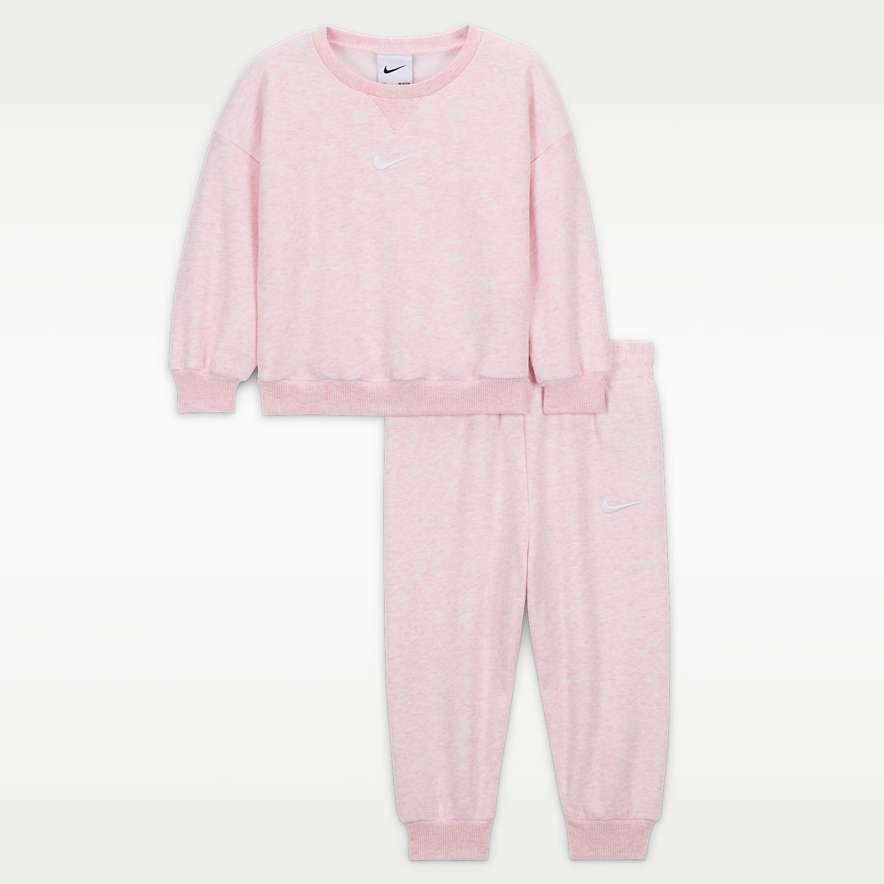 Nike Essentials Tweedelige fleeceset met shirt met ronde hals voor baby's (12-24 maanden)
