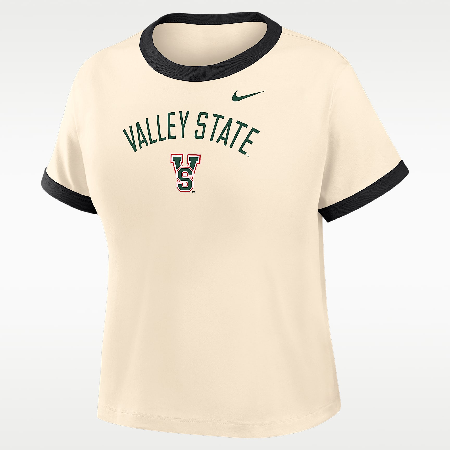 Playera cropped Ringer para mujer Nike College (Mississippi Valley State University)