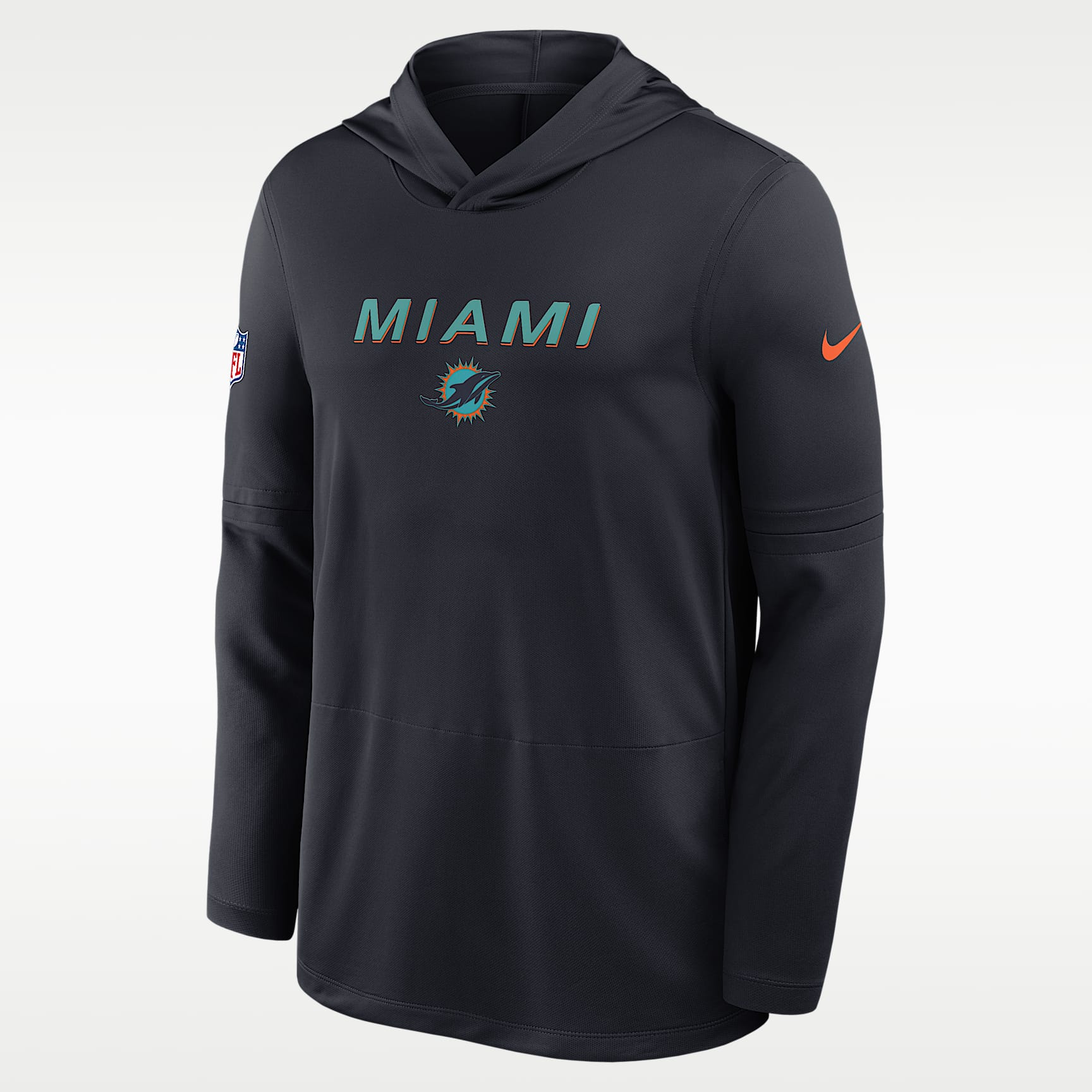 Playera de manga larga Nike Dri-FIT de la NFL con gorro para hombre Miami Dolphins Rivalries Collection Sideline
