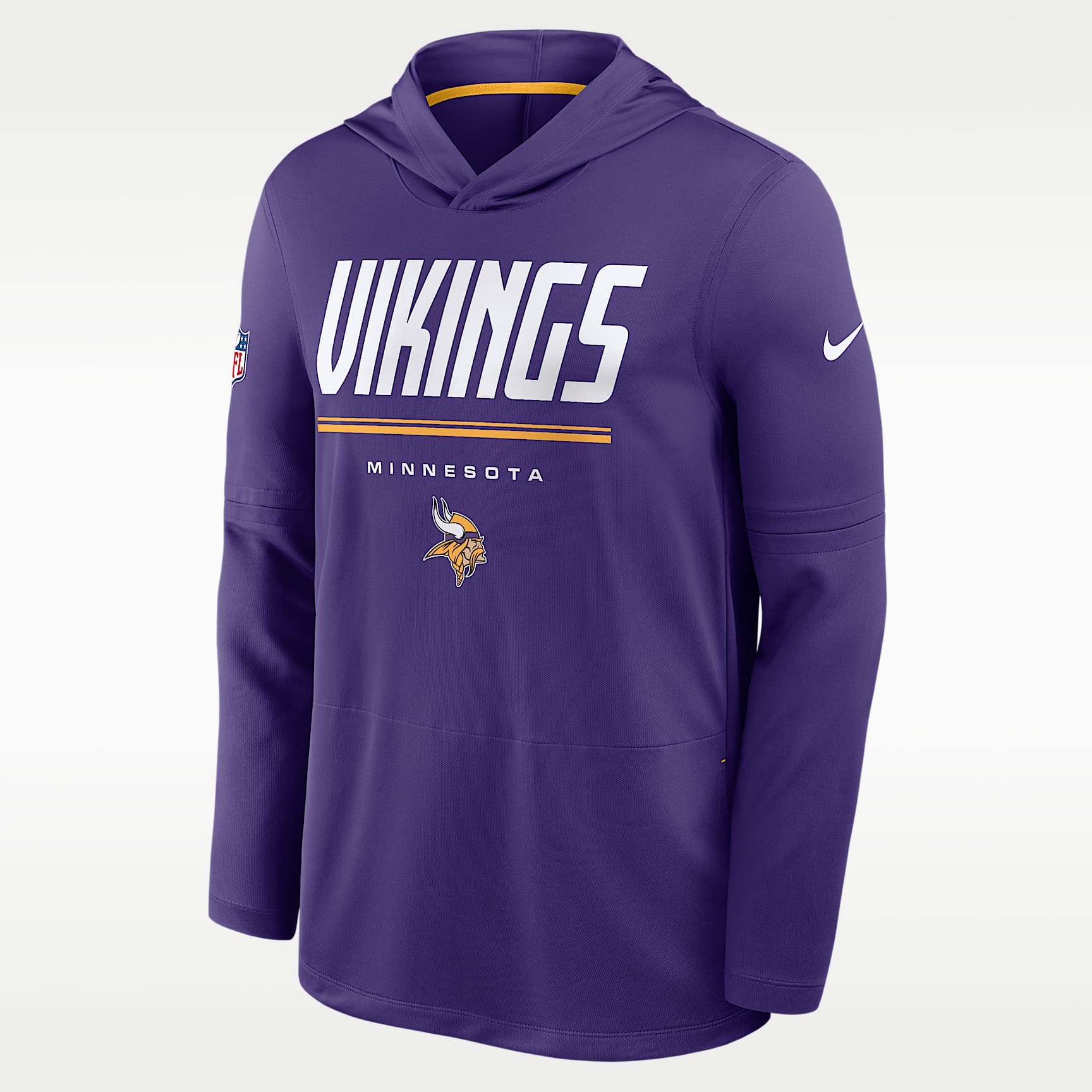 Playera con gorro de manga larga Nike Dri-FIT de la NFL para hombre Minnesota Vikings Sideline