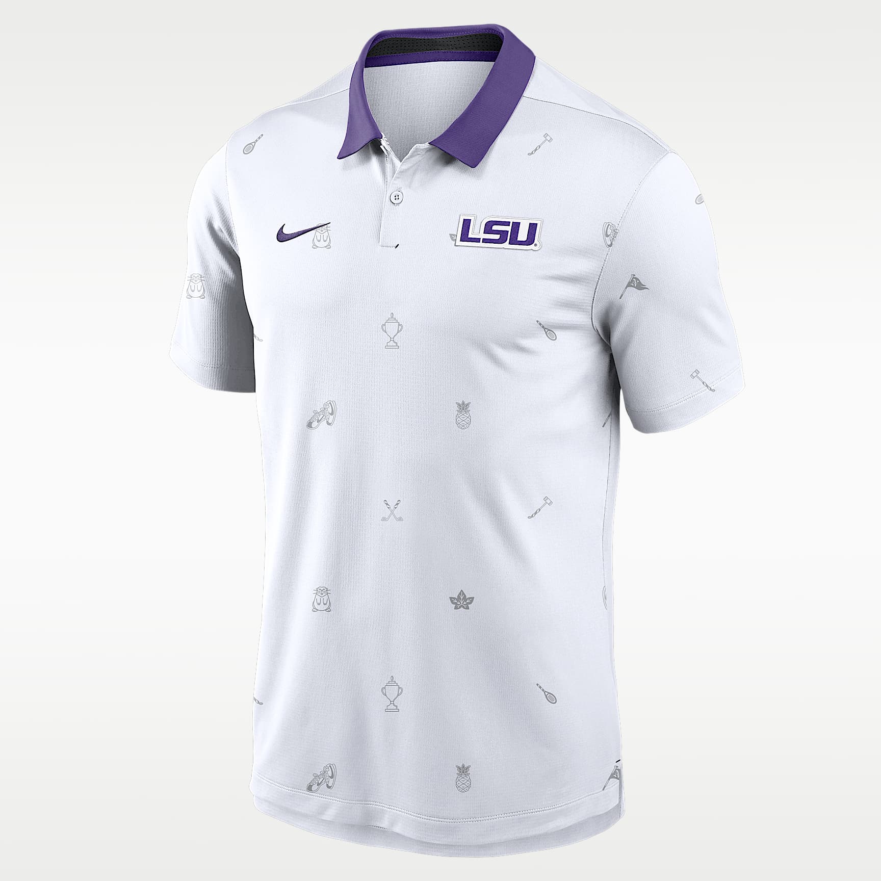 Polo universitario LSU Vapor Pattern para hombre con tecnología Nike Dri-FIT