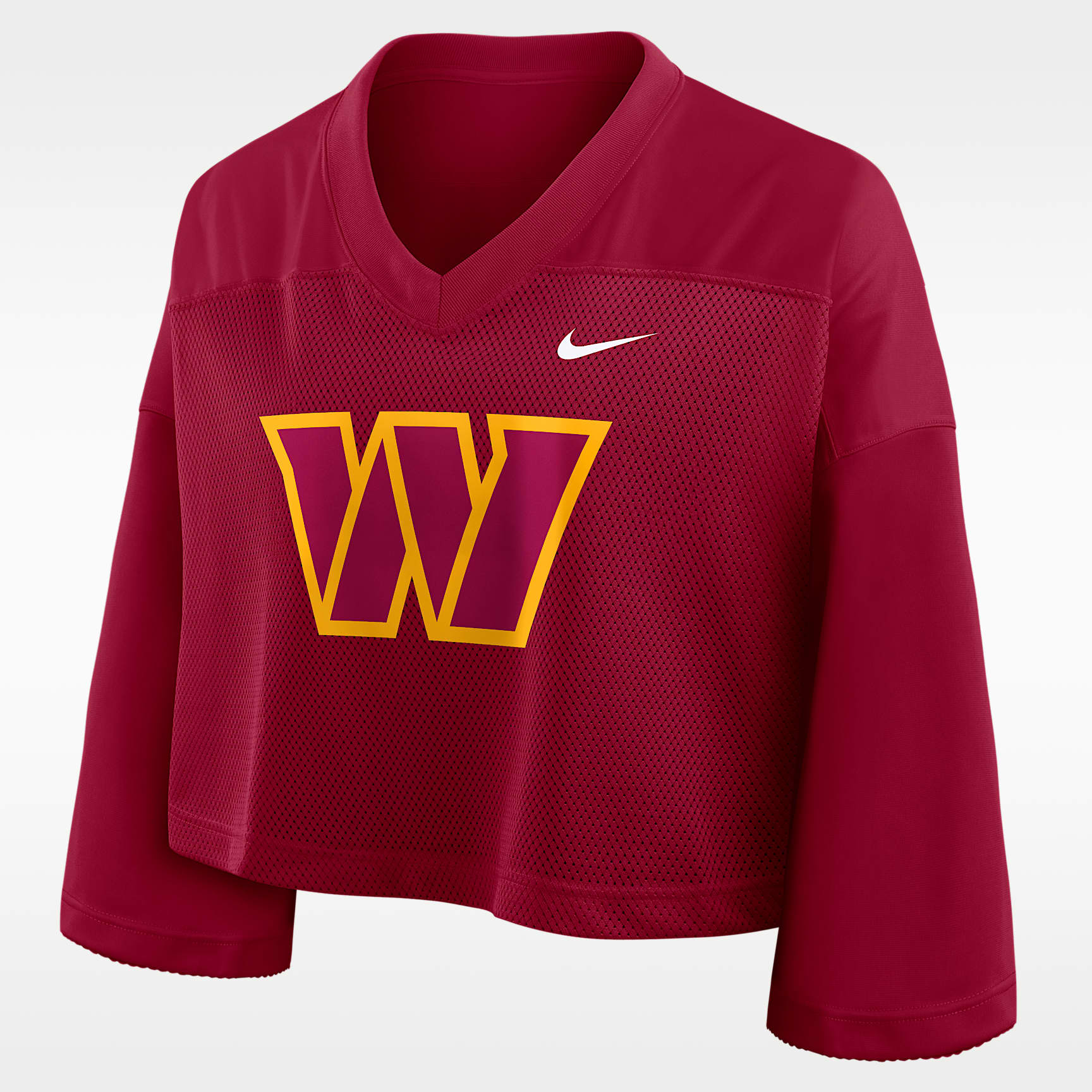 Jersey cropped Nike Dri-FIT de la NFL para mujer Washington Commanders Rewind Fashion