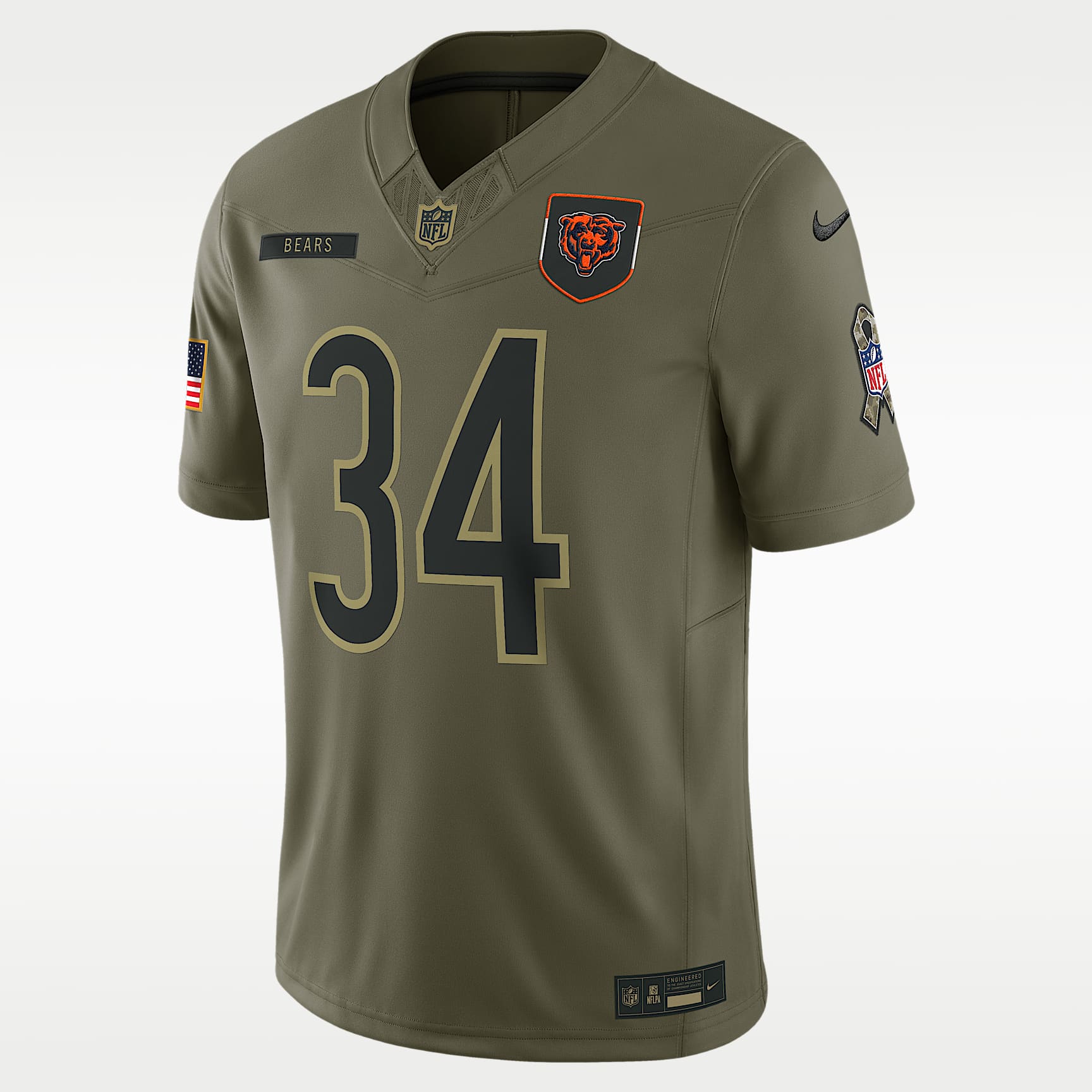 Jersey Nike Dri-FIT de la NFL Limited para hombre Walter Payton Chicago Bears Salute to Service Retired
