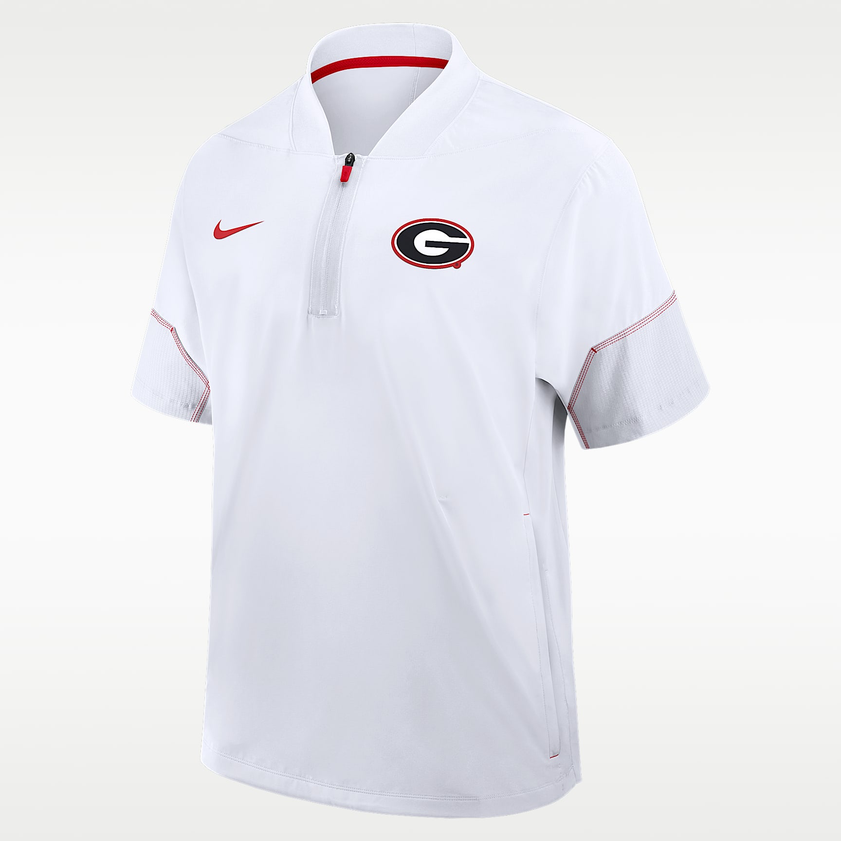 Georgia Sideline Coach Men's Nike College 1/2-Zip Short-Sleeve Hooded Jacket