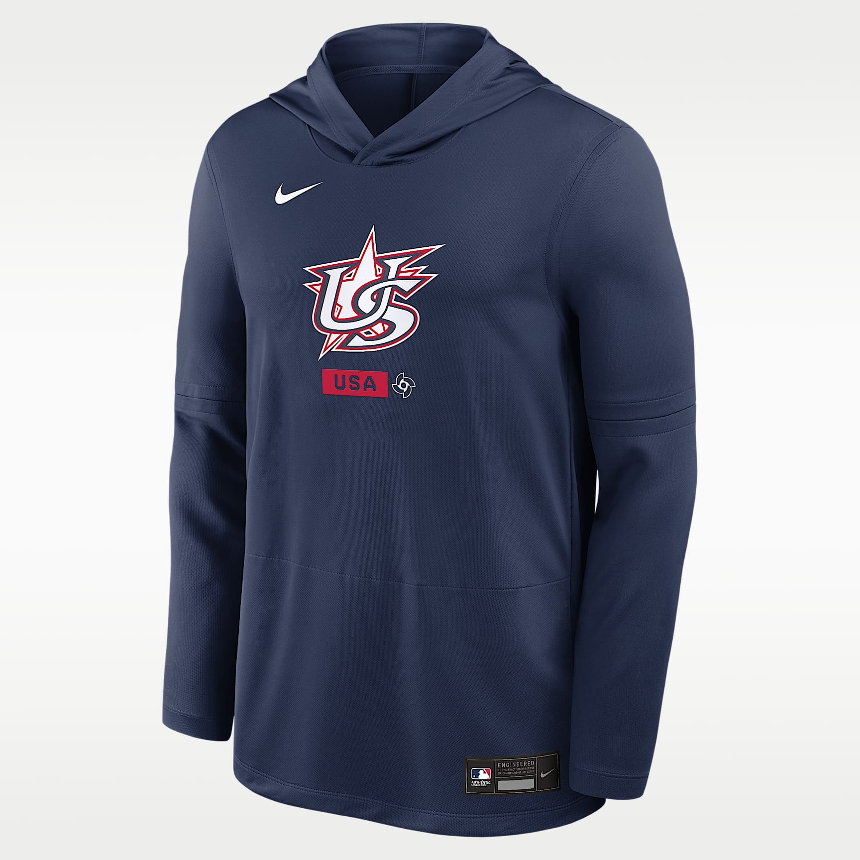 Playera de manga larga con gorro Nike Dri-FIT para hombre USA Baseball 2026 World Baseball Classic