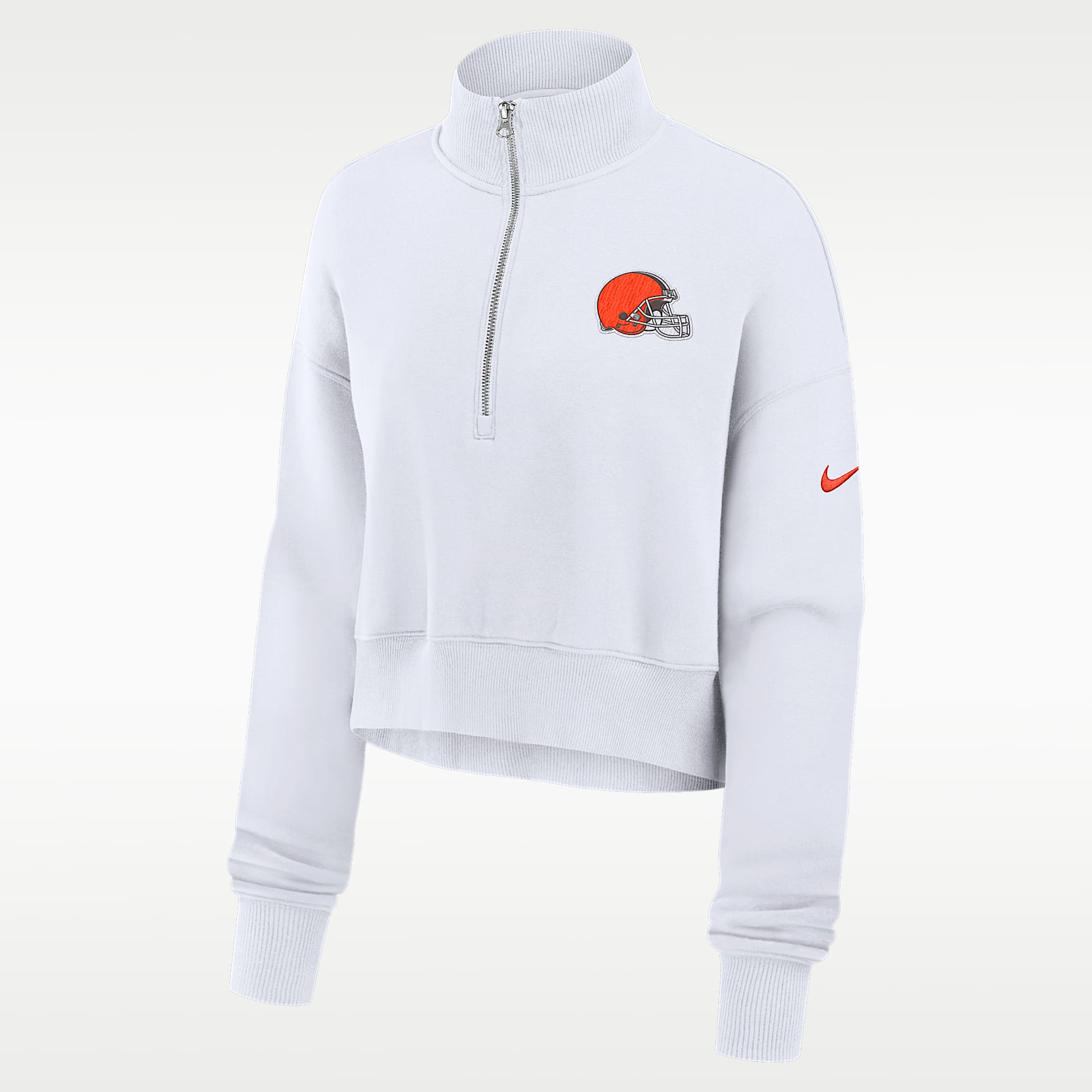 Cleveland Browns Primetime Phoenix Women's Nike NFL Oversized Cropped 1/4-Zip Crew
