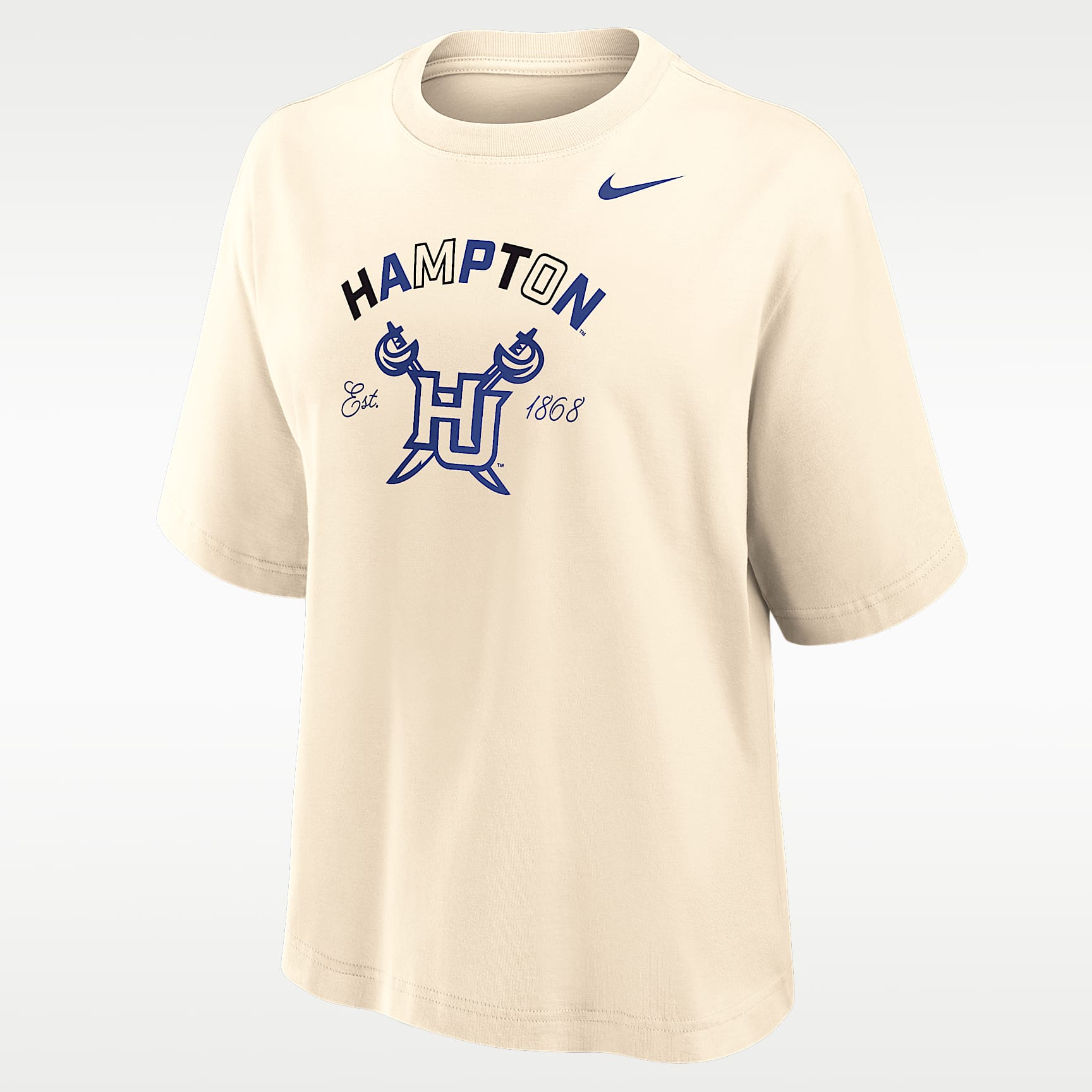 Playera Nike College de algodón de ajuste recto para mujer (Hampton University)