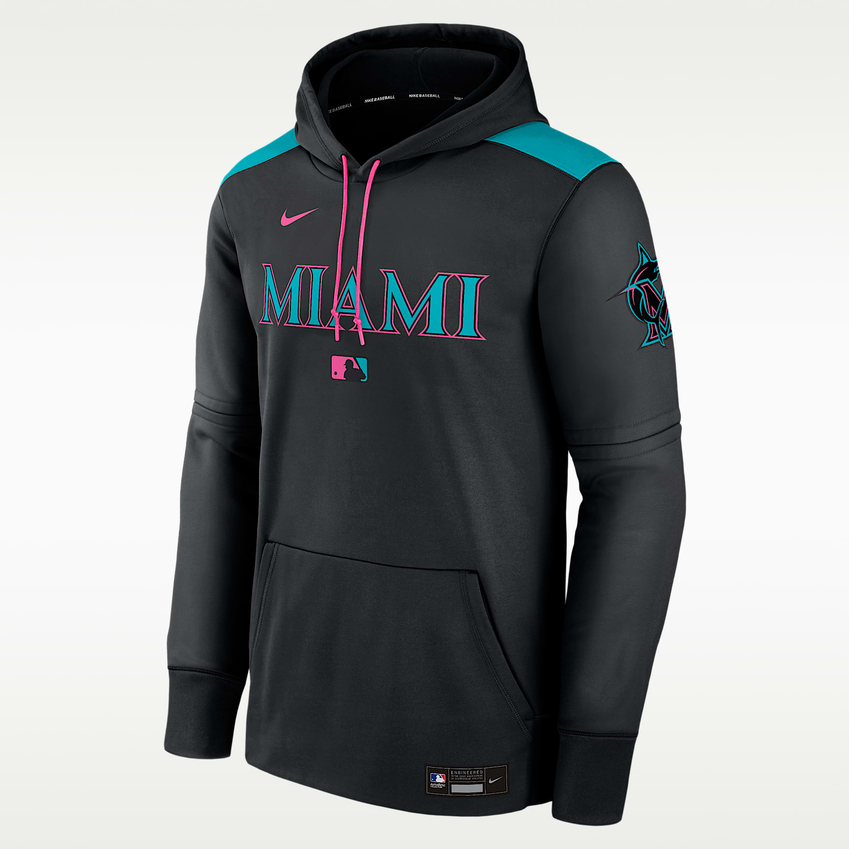 Miami Marlins Authentic Collection City Connect Men's Nike Therma MLB Pullover Hoodie