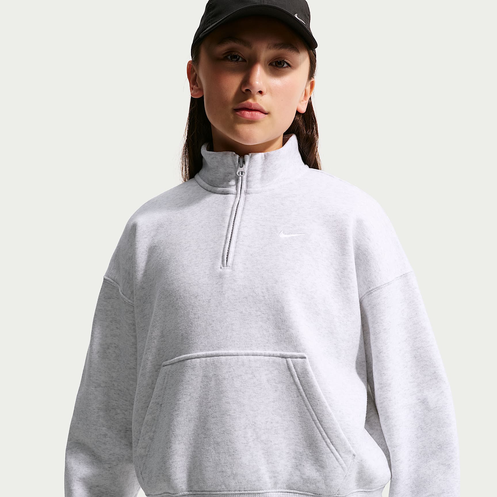 Nike Sportswear Studio Fleece Part superior oversized amb cremallera d'un quart - Nena