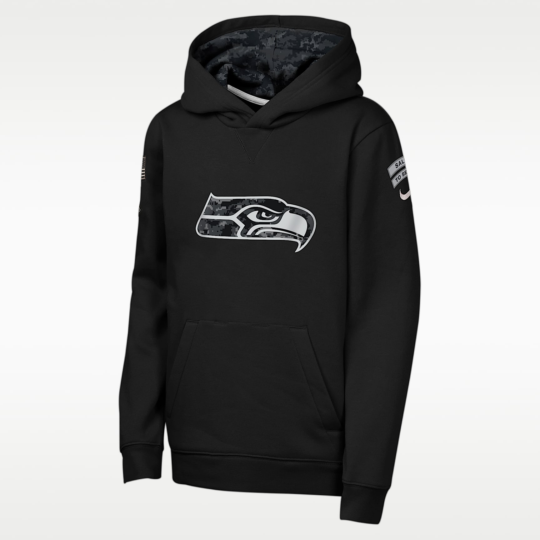 Sudadera con gorro sin cierre Nike de la NFL para niños talla grande Seattle Seahawks Salute to Service Sideline Club