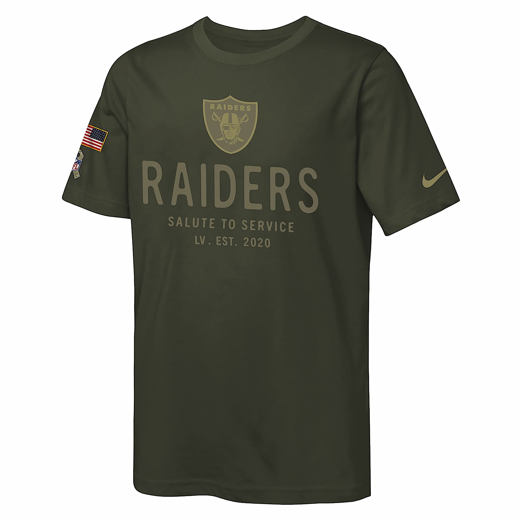 Las Vegas Raiders Salute to Service Sideline Big Kids’ Nike Dri-FIT NFL T-Shirt