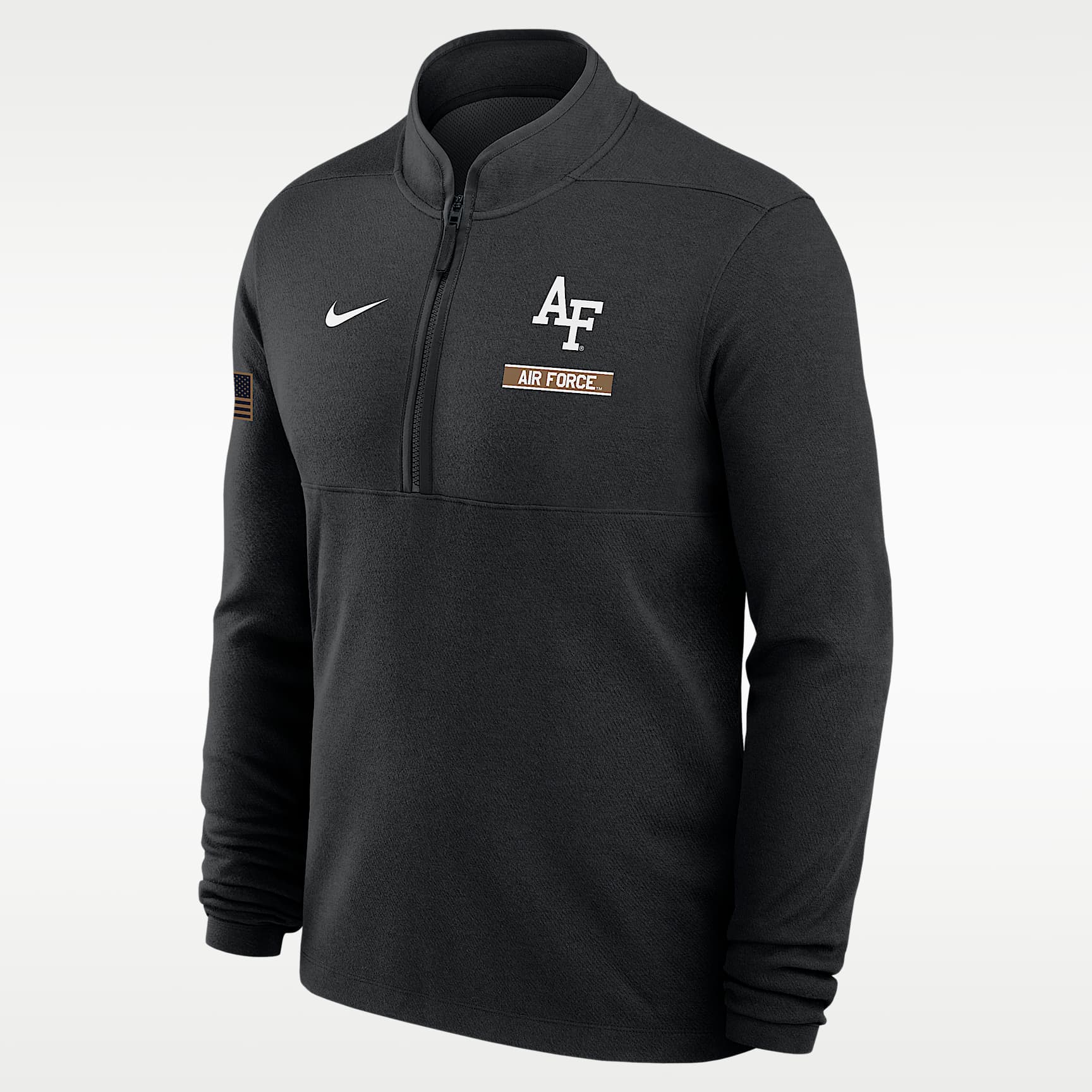 Playera de manga larga universitaria Nike Dri-FIT de medio cierre para hombre Air Force 2026 Military Appreciation Stride