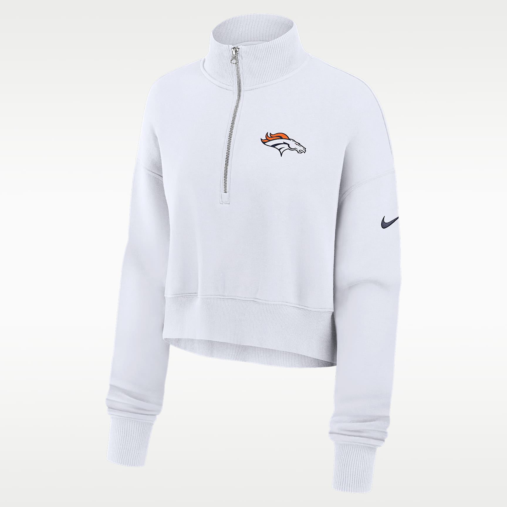 Denver Broncos Primetime Phoenix Women's Nike NFL Oversized Cropped 1/4-Zip Crew