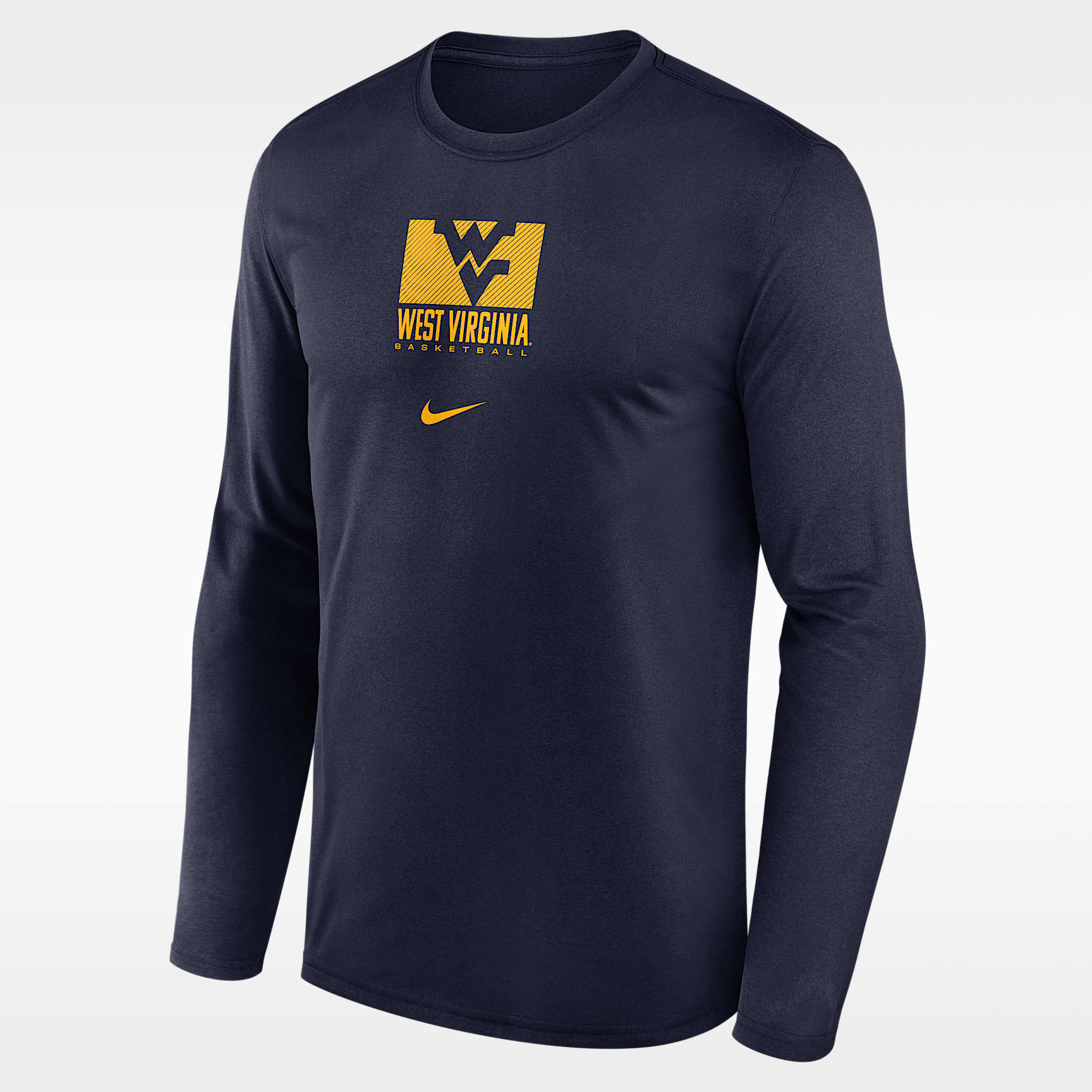 Playera de manga larga universitaria Nike Dri-FIT para hombre West Virginia Courtside