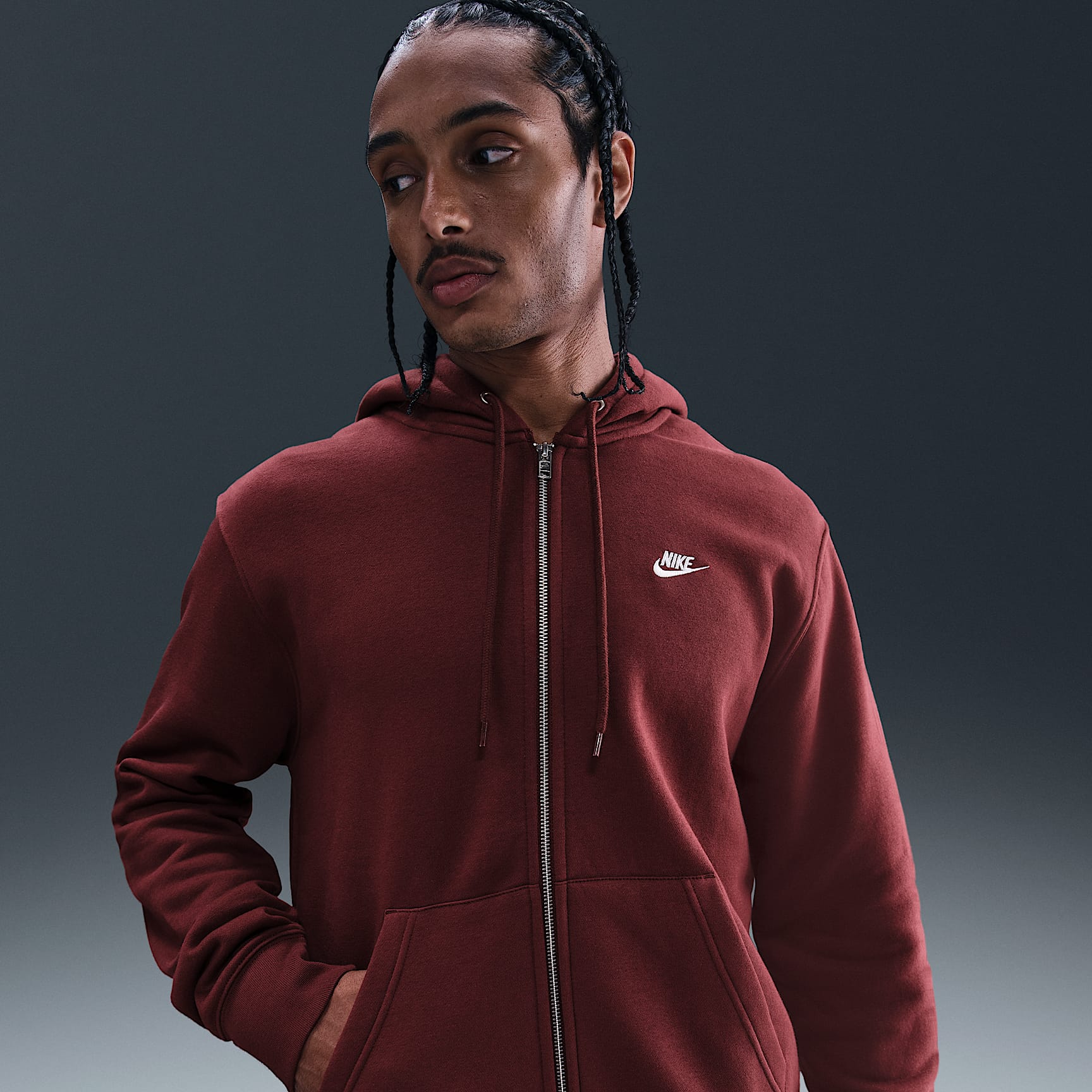 Sudadera con gorro de tejido Fleece y cierre completo para hombre Nike Club