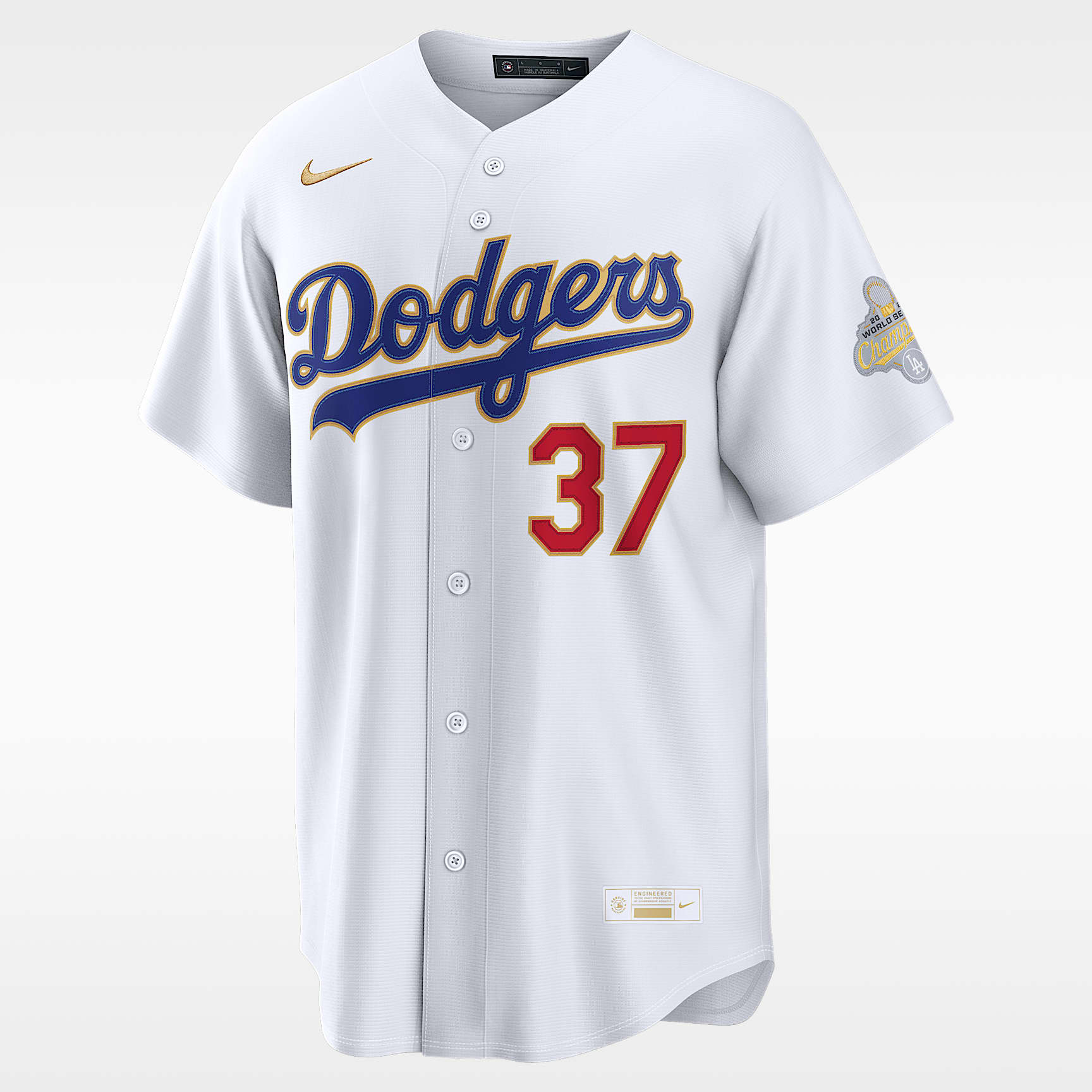 Teoscar Hernández Los Angeles Dodgers 2025 World Series Champion Gold Series Men's Nike MLB Stadium Jersey