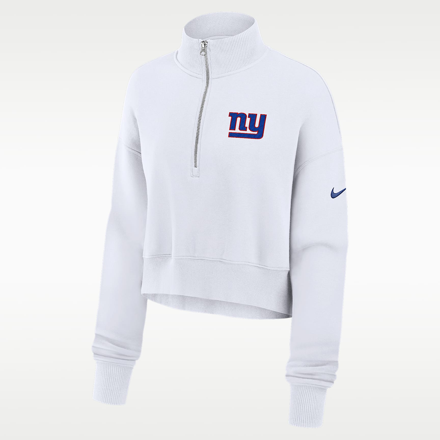 New York Giants Primetime Phoenix Women's Nike NFL Oversized Cropped 1/4-Zip Crew