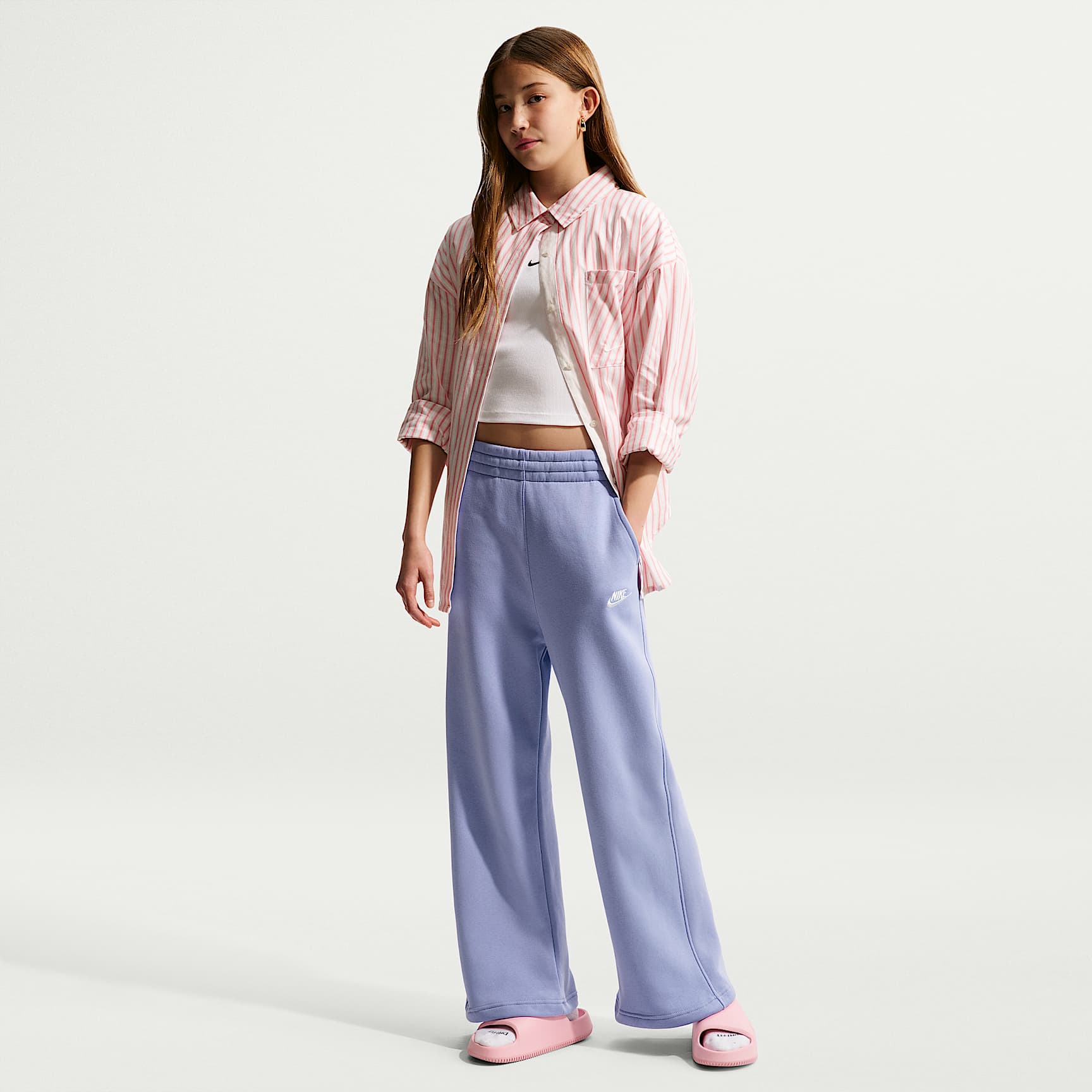 Nike Sportswear Club Fleece Girls' Wide-Leg Trousers