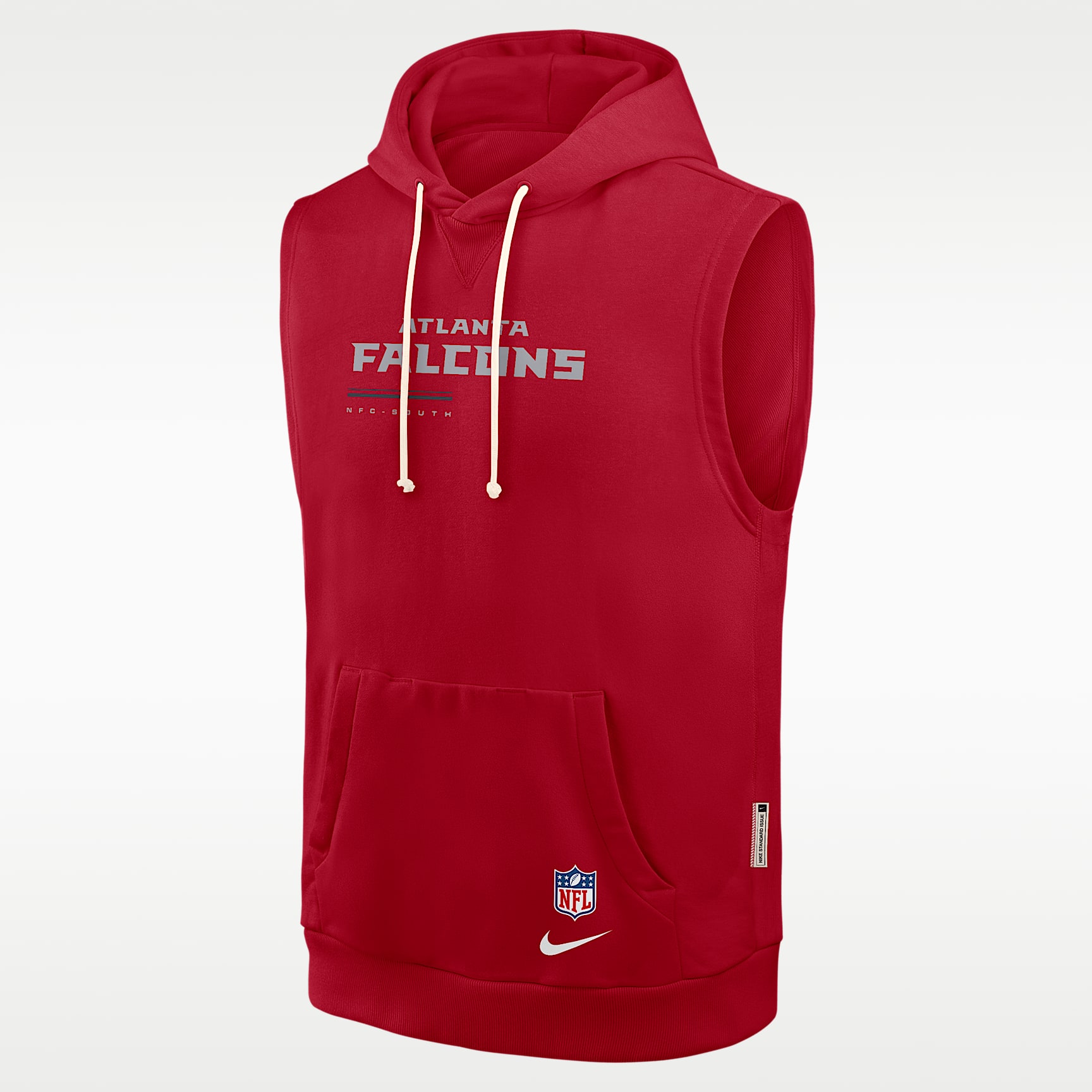 Sudadera con gorro sin cierre sin mangas Nike Dri-FIT de la NFL para hombre Atlanta Falcons Sideline