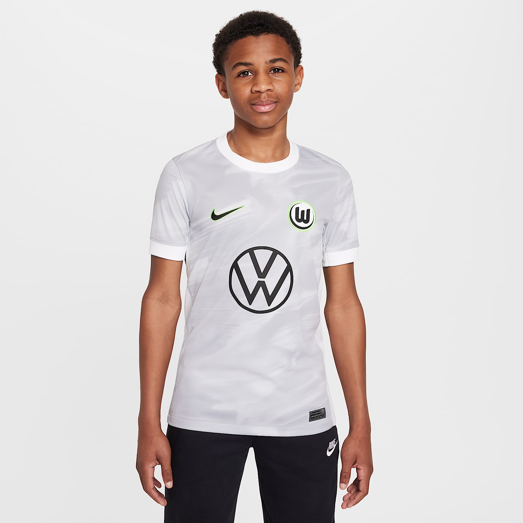 Koszulka piłkarska z krótkim rękawem dla dużych dzieci Nike Dri-FIT Vfl Wolfsburg Stadium 2025/2026 (wersja wyjazdowa) – replika