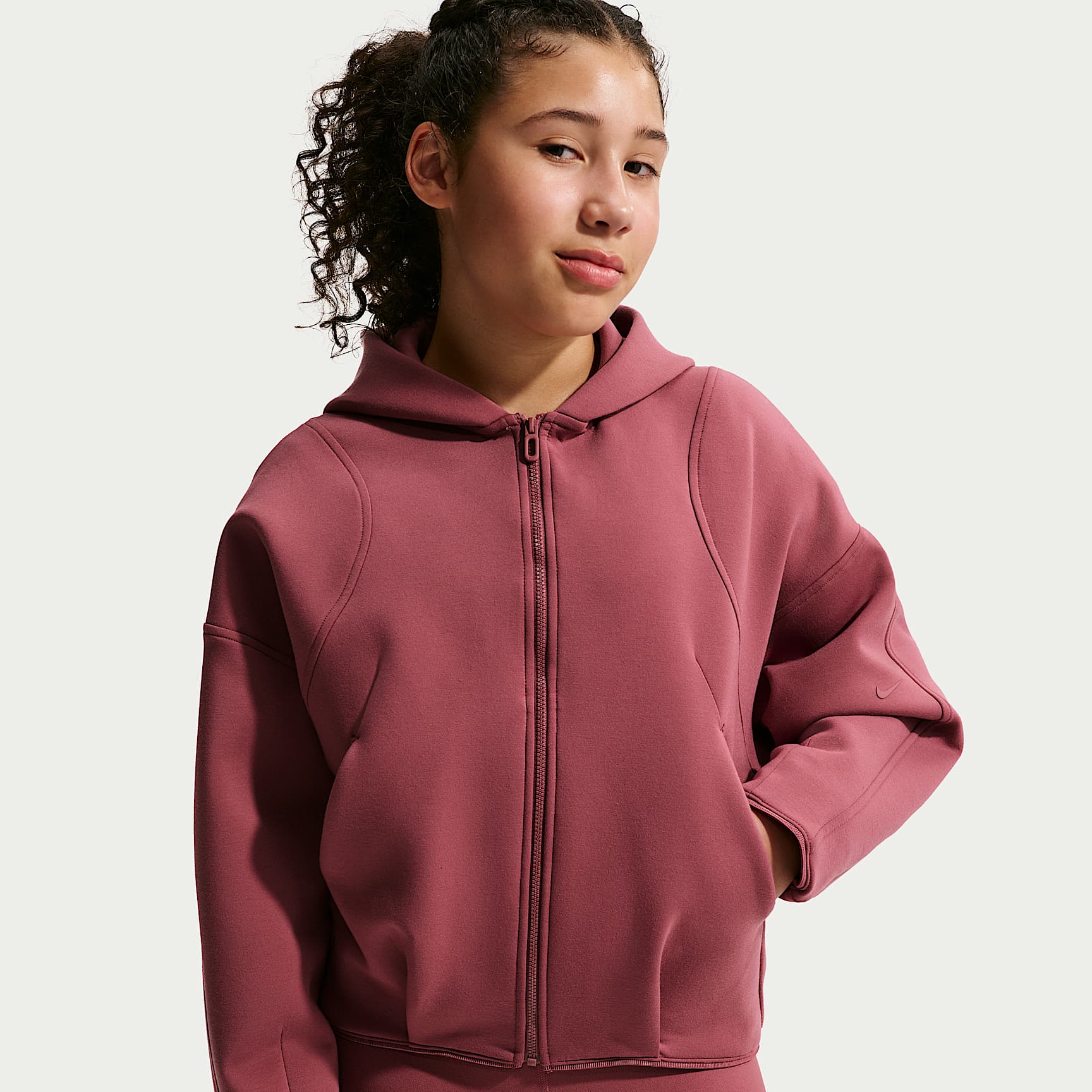 Stickad huvtröja Nike MAVN Therma-FIT med hel dragkedja för tjejer