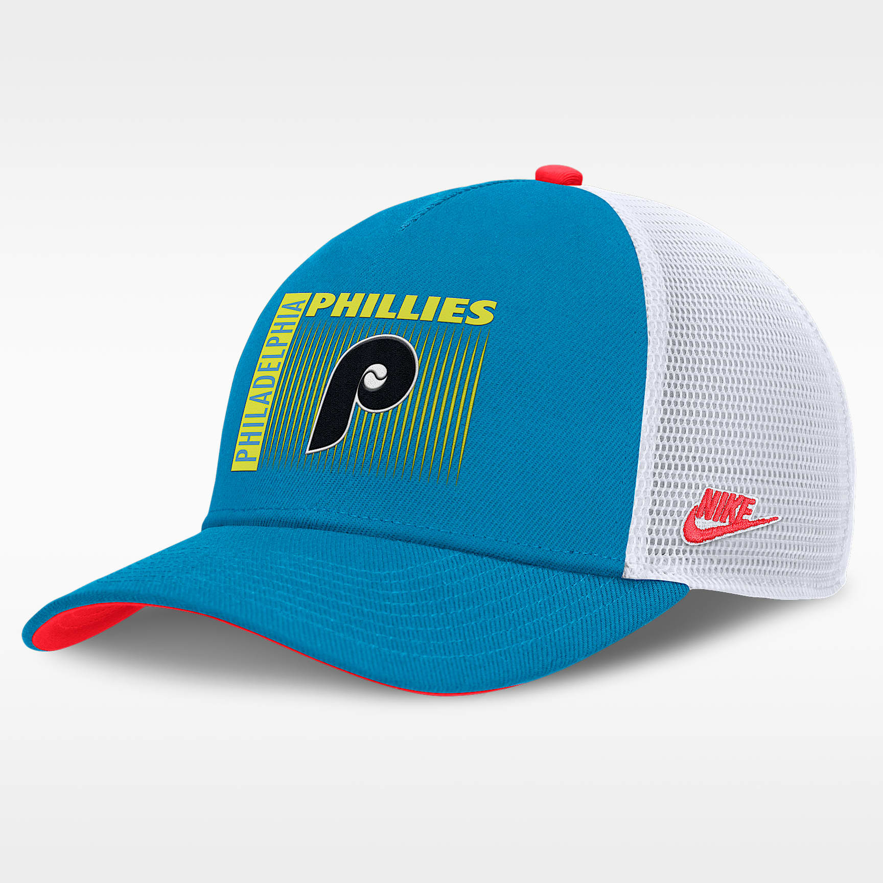 Gorra de rejilla Nike Dri-FIT de la MLB ajustable para hombre Philadelphia Phillies Neon 90s Rise