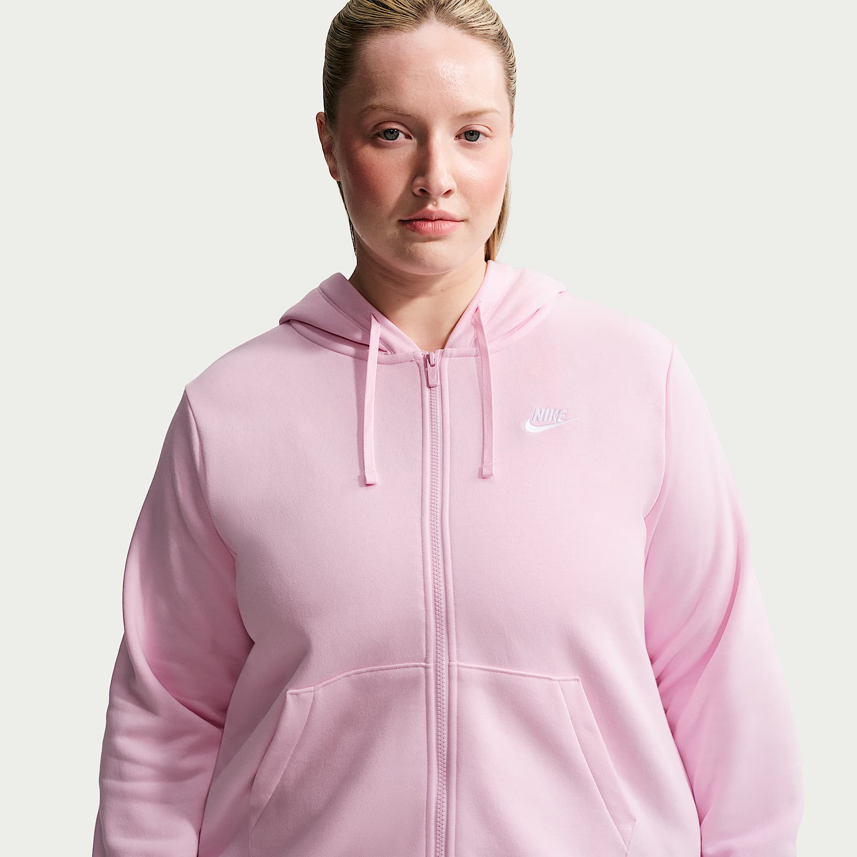 Sudadera con gorro de cierre completo para mujer Nike Sportswear Club Fleece (talla grande)