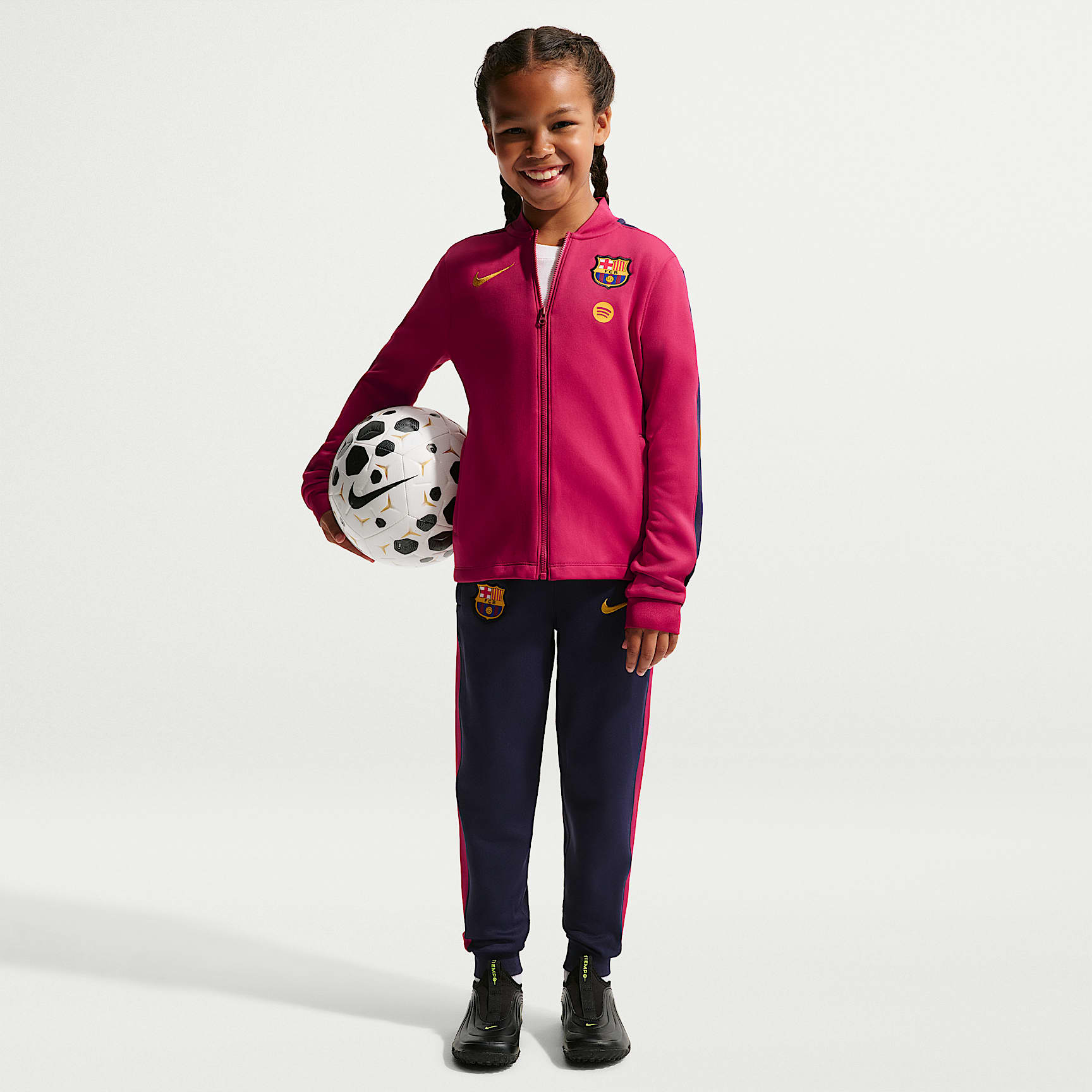 FC Barcelona Strike Nike Dri-FIT strikket fotballtracksuit til små barn