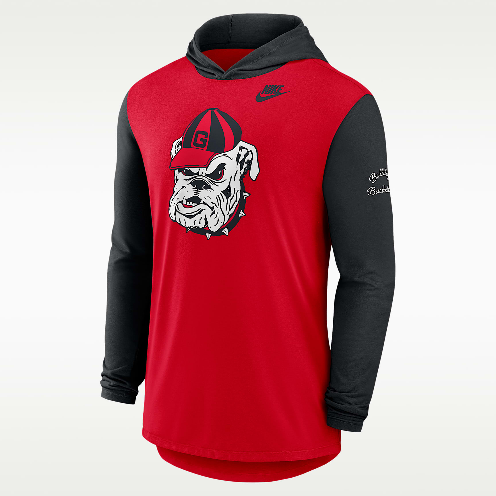 Playera de manga larga universitaria Nike Dri-FIT con gorro para hombre Georgia Campus Legacy