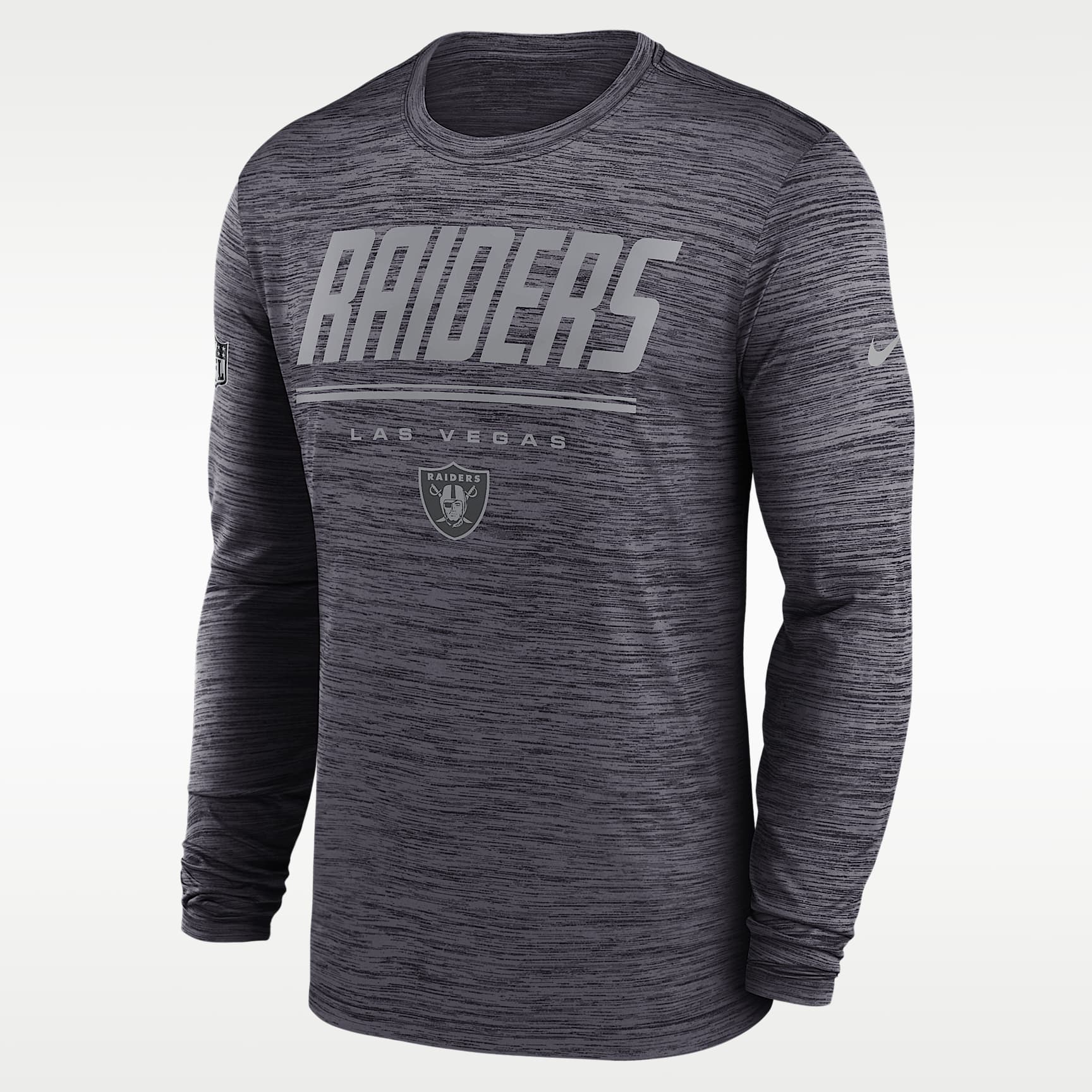 Playera de manga larga Nike Dri-FIT de la NFL para hombre Las Vegas Raiders Sideline Team Issue Velocity