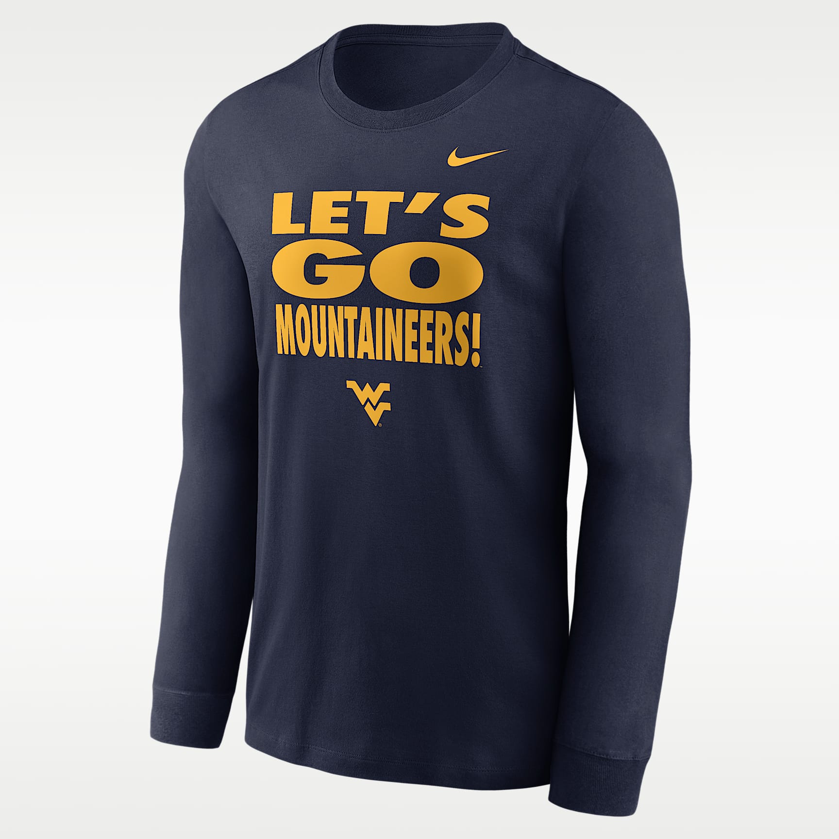 Playera de manga larga universitaria Nike Dri-FIT para hombre West Virginia Sideline Slogan