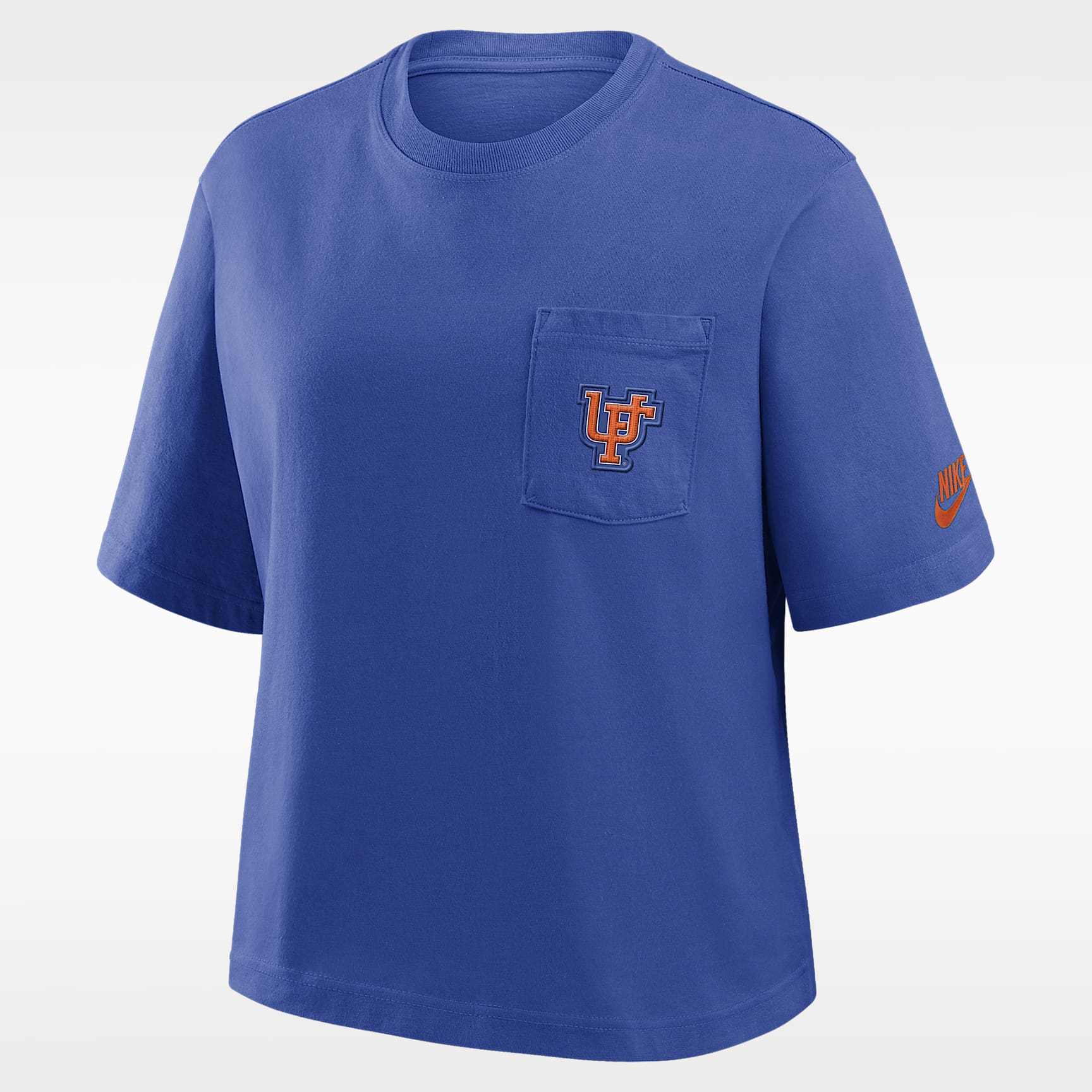 Playera universitaria Nike para mujer Florida Legacy Pocket Boxy