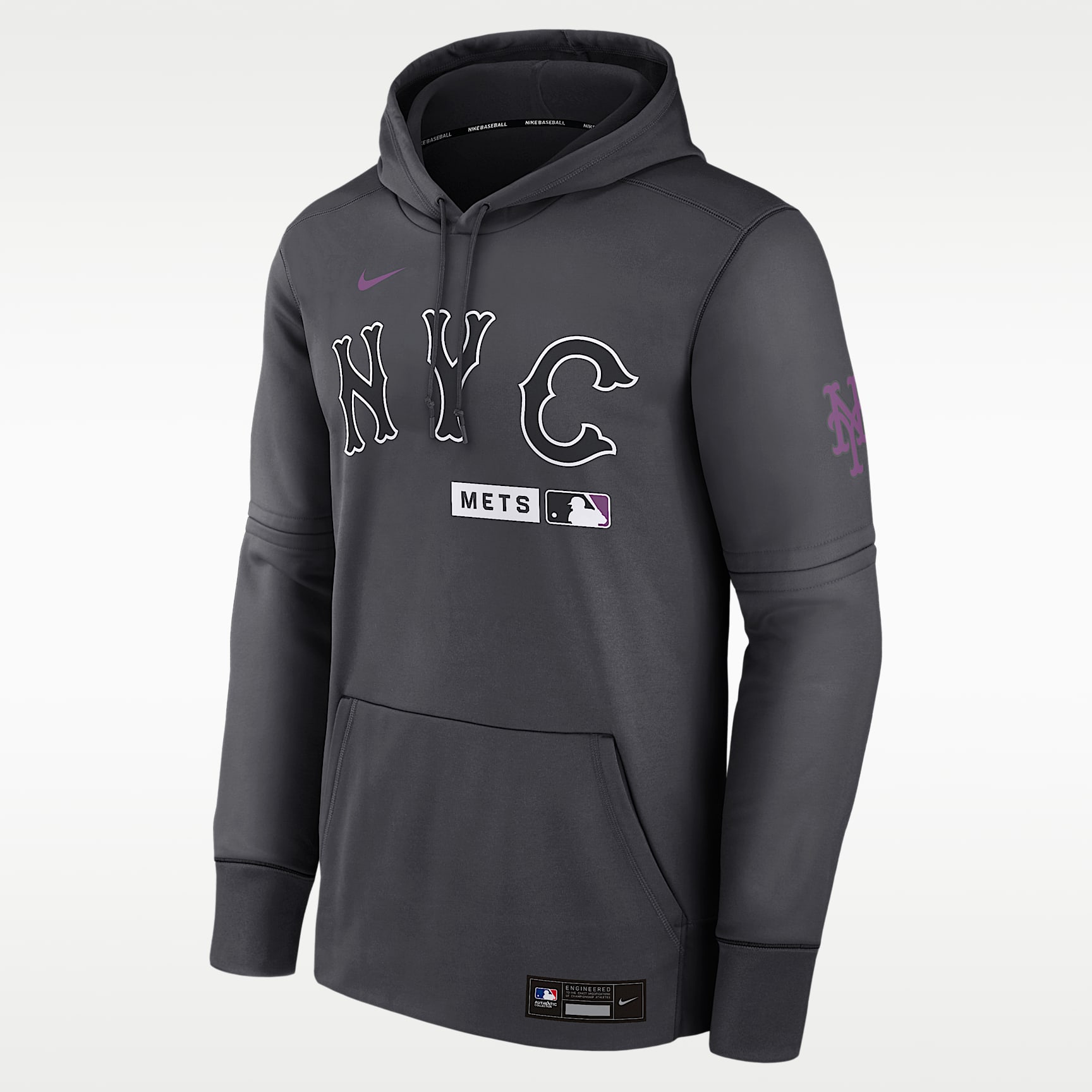 New York Mets Authentic Collection City Connect Men's Nike Therma MLB Pullover Hoodie