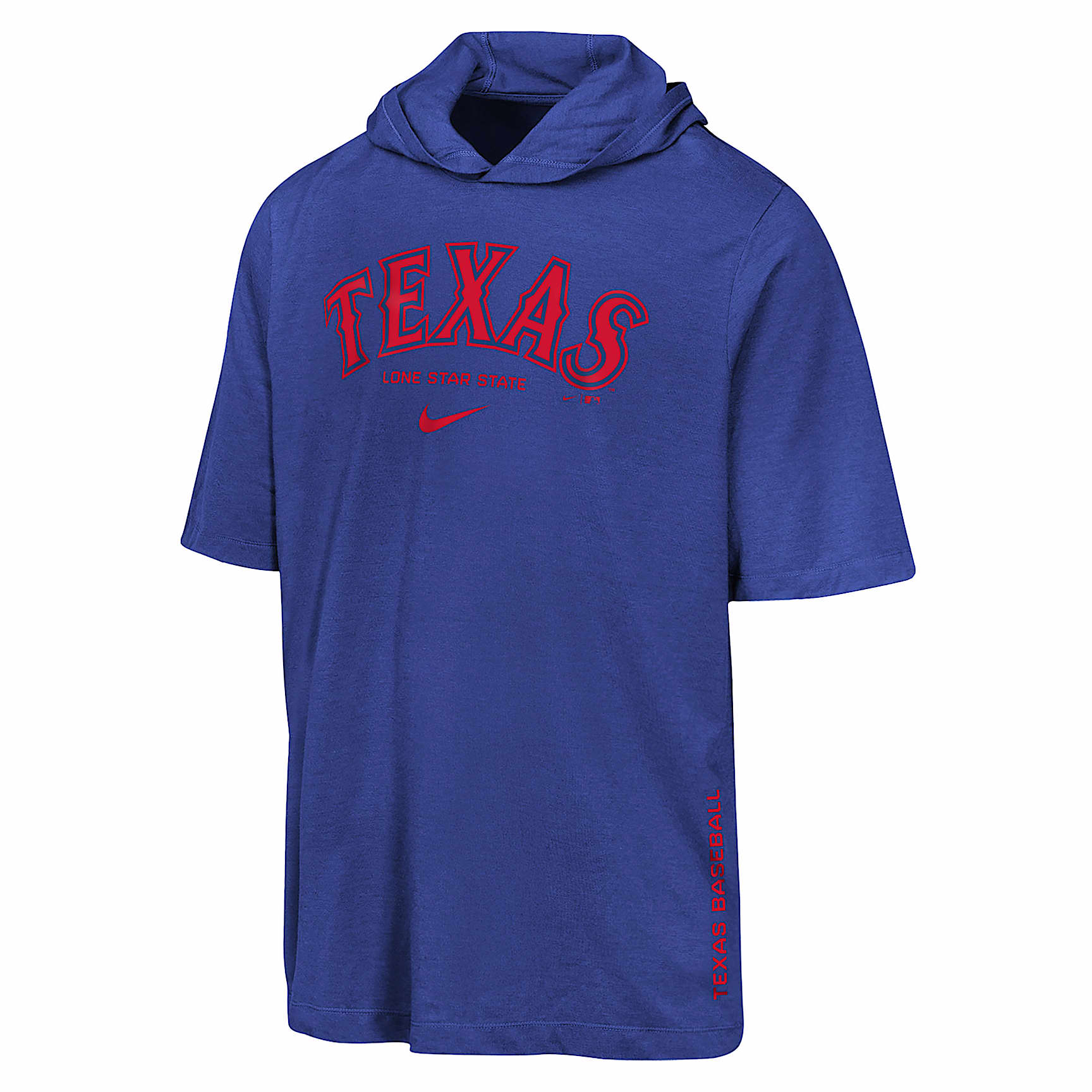 Playera con gorro Nike Dri-FIT de la MLB para niños talla grande Texas Rangers