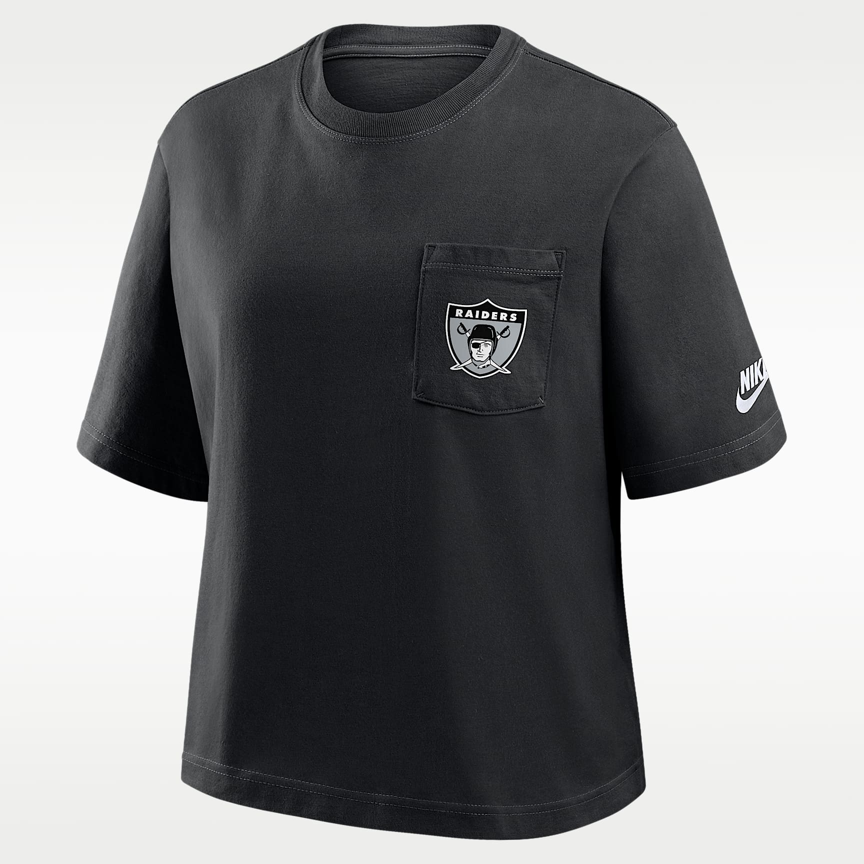 Playera Nike de la NFL para mujer Las Vegas Raiders Rewind Pocket Boxy