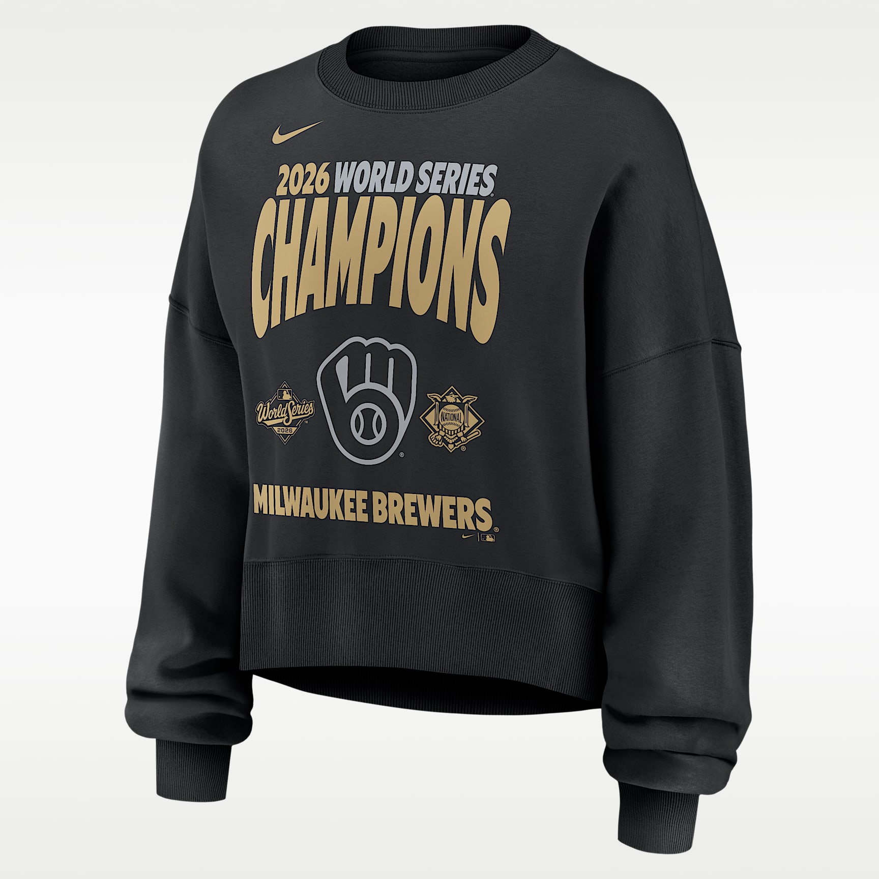 Milwaukee Brewers 2026 World Series Champions Raise the Trophy Women's Nike MLB Pullover Crew