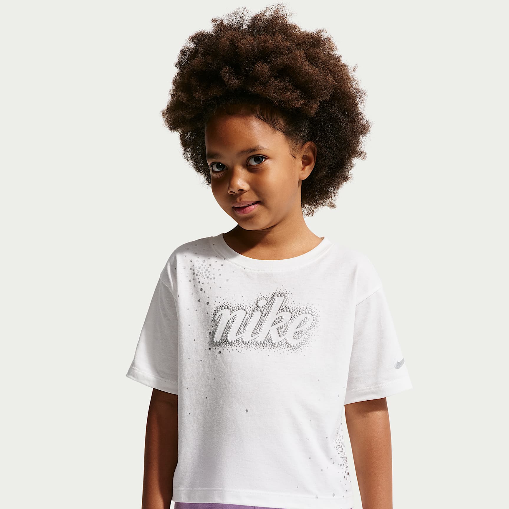 Nike Little Kids' Swoosh Sparkle Boxy T-Shirt